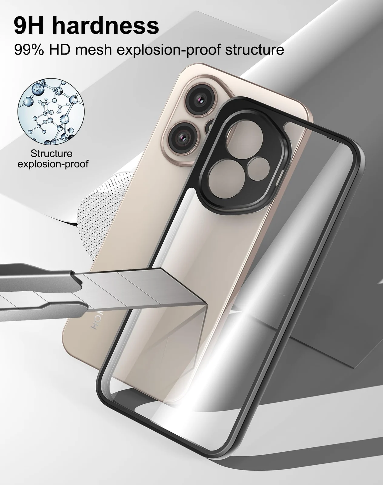 DL3 Mobilak Clear PC and TPU Protective Case for Honor 400 5G with Camera Protection and Military-Grade Protection - Black