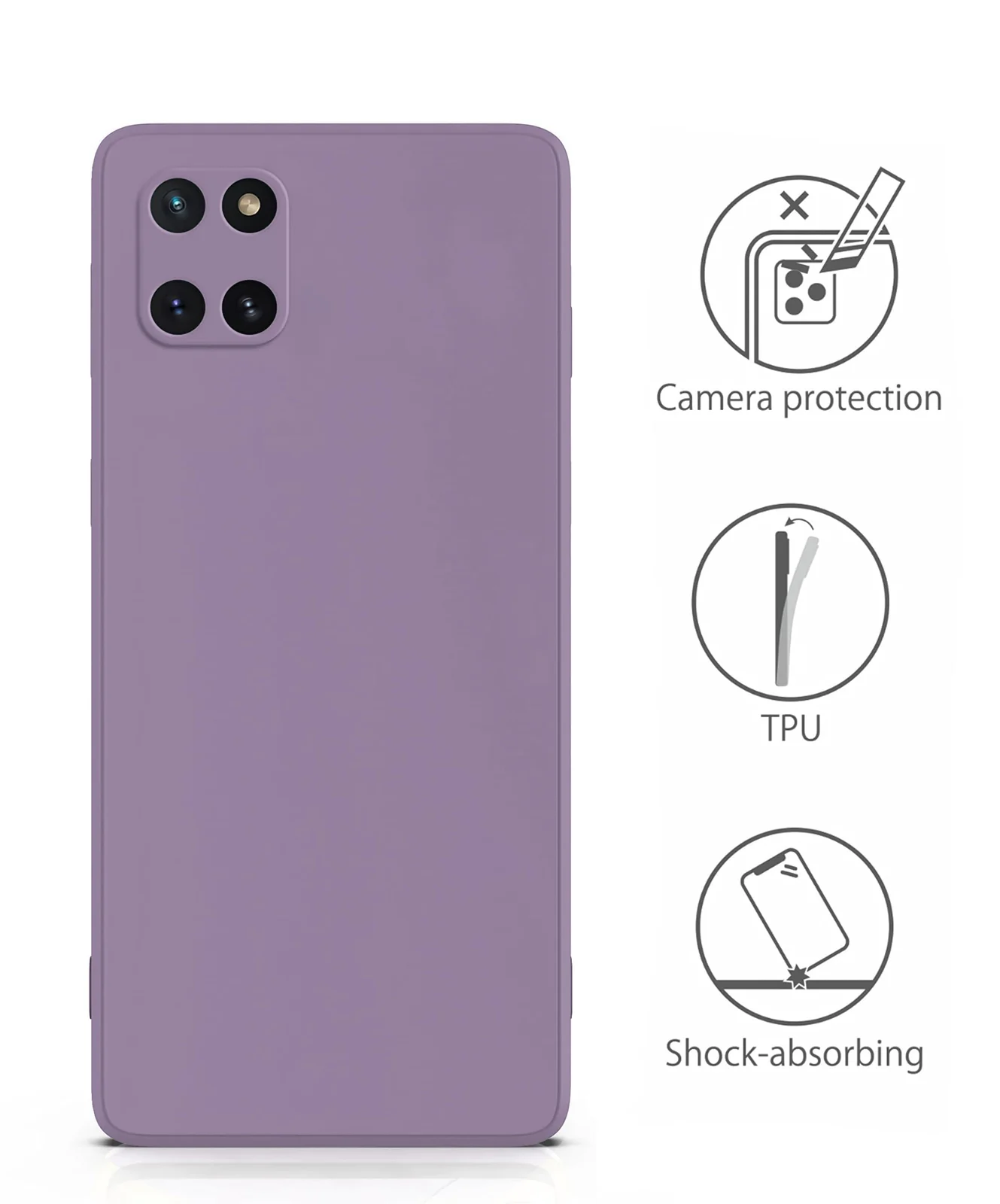 DL3 Mobilak Liquid Silicone Protective Case with Soft Microfiber Lining for Samsung Galaxy Note 10 Lite - Lavender