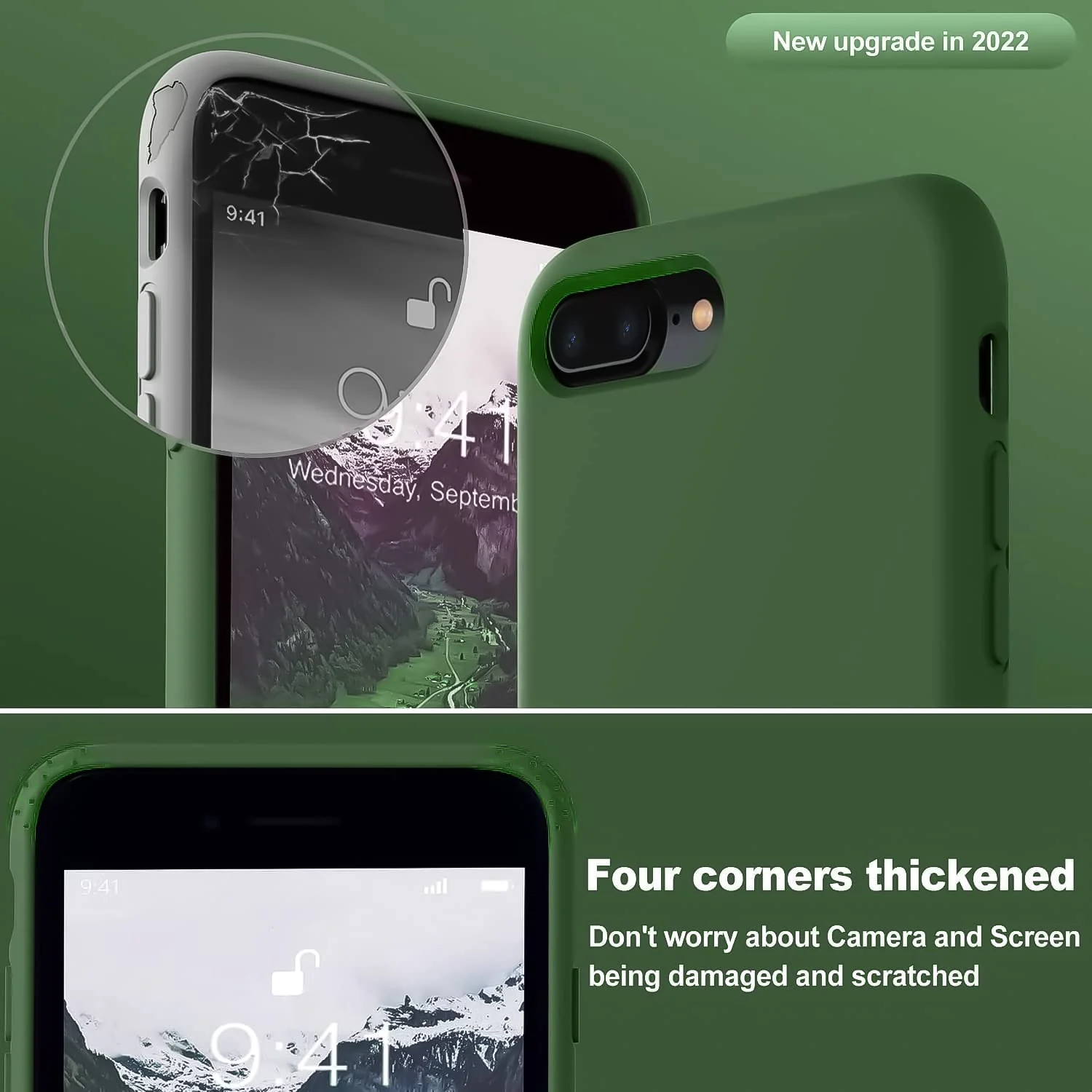 DL3 Mobilak Liquid Silicone Protective Case with Soft Microfiber Lining for iPhone 7 Plus / iPhone 8 Plus - Clover