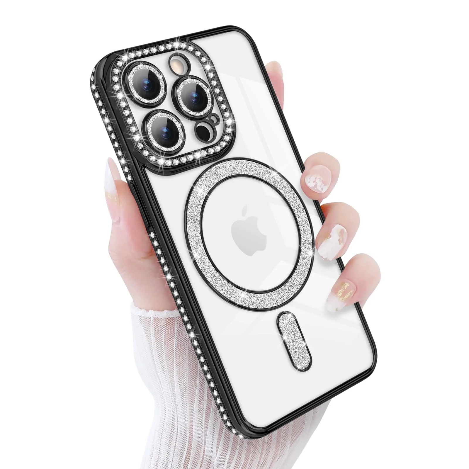 DL3 Mobilak MagSafe-Compatible Magnetic Case for iPhone 14 Pro with Camera Protection and Magnetic Car-Mount Support - Black