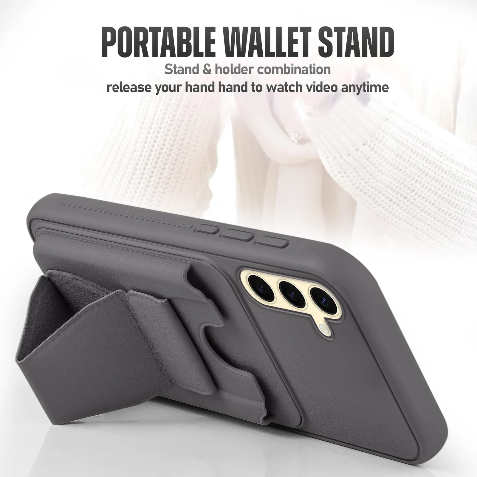 DL3 Mobilak Leather Wallet Case with Card Slot for vivo V60 5G with Camera Protection and Shockproof Design - Gray