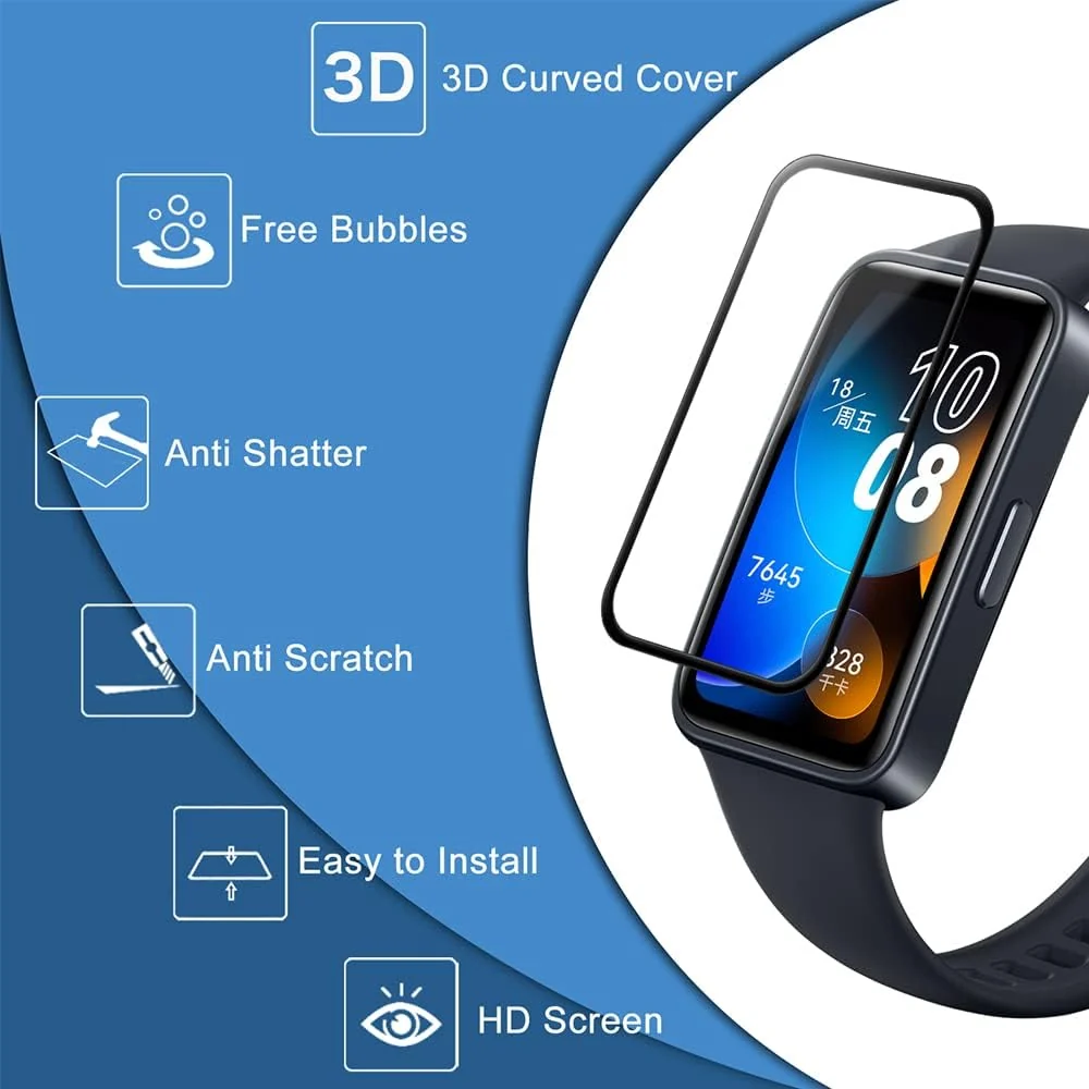 DL3 Mobilak Screen Protector For Huawei Band 8/Huawei Band 9, 3D Curved Soft Edge Protective Film [Anti-Scratch] [Bubble Free] [Ultra Shatterproof] [High Sensitive] (Not Glass) - Black