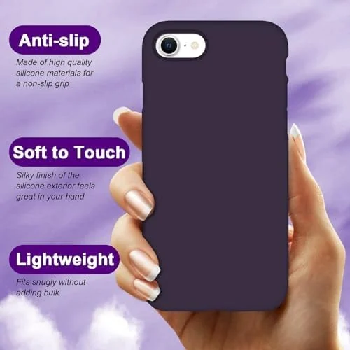 DL3 Mobilak Compatible with iPhone 6 / 6S Case, Liquid Silicone Case, Full Body Protective Cover, Shockproof, Slim Phone Case, Anti-Scratch Soft Microfiber Lining - Purple
