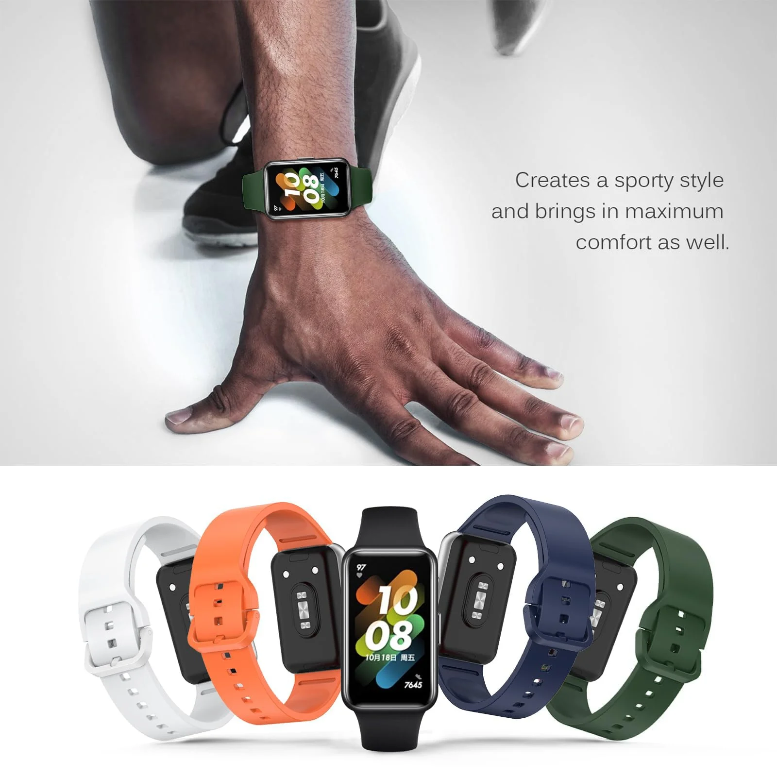 DL3 MOBILAK Silicone Bracelet for Samsung Galaxy Fit 3 Strap, Soft Silicone Sport Replacement Strap For Women/Men, Adjustable Waterproof Sports Band - Green