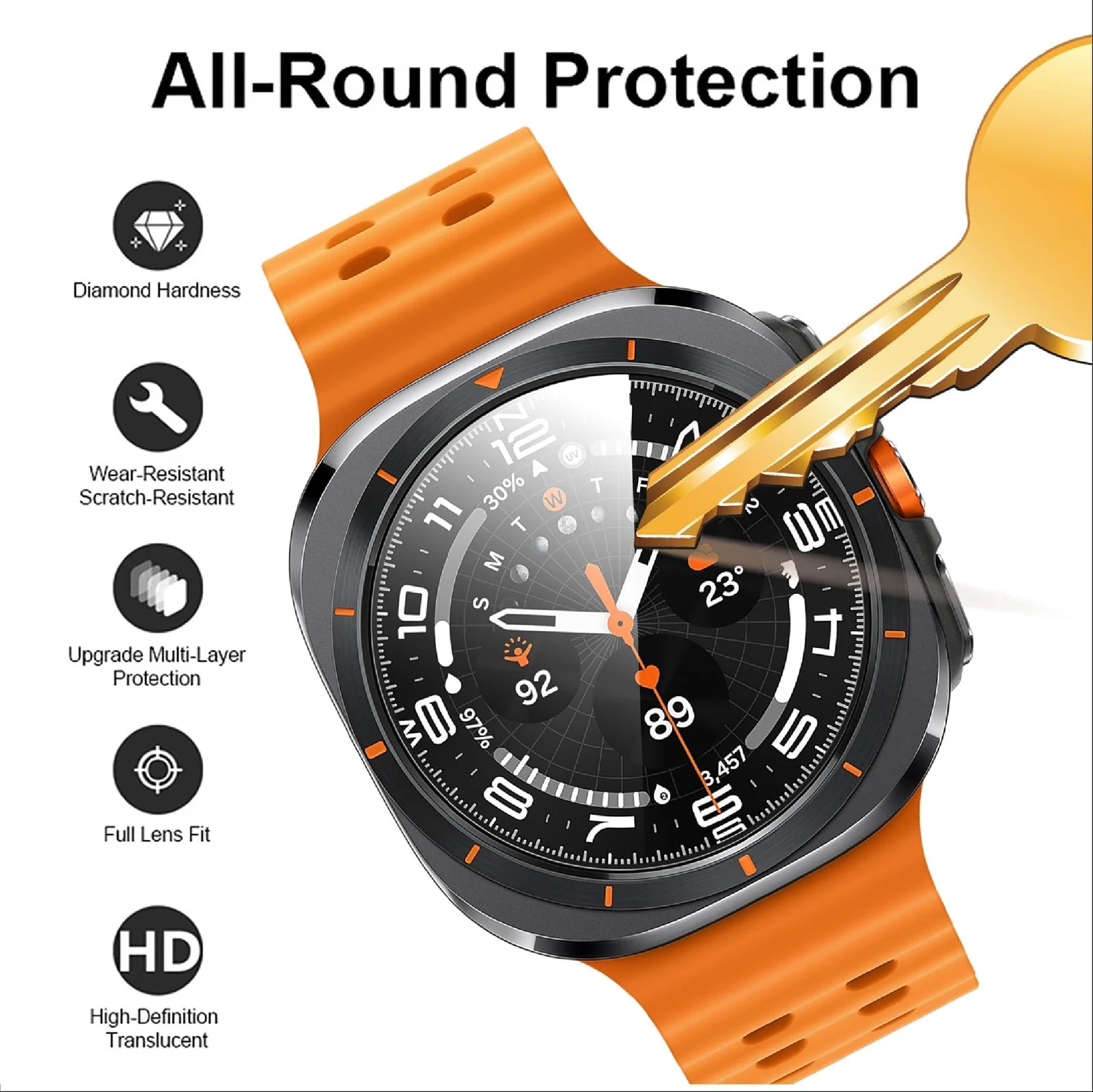 DL3 Mobilak Screen Protector for Samsung Galaxy Watch 7 Ultra 47mm, 3D Curved Soft Edge Protective Film [Anti-Scratch] [Bubble Free] [Ultra Shatterproof] [High Sensitive] (Not Glass) - Black
