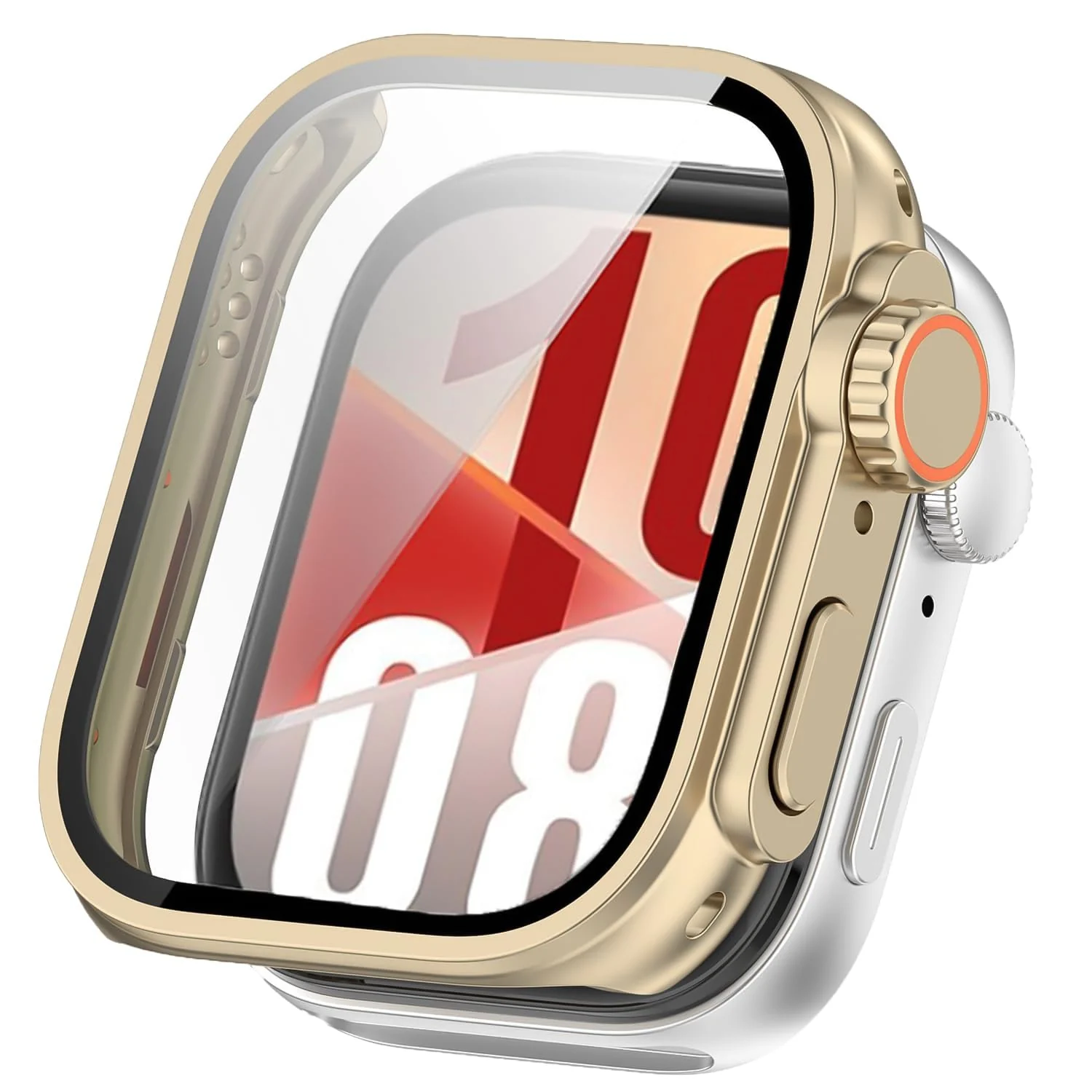 DL3 Mobilak for Huawei Watch Fit 4 2025 Case Screen Protector, [Looks Like iWatch Ultra Case] Built-in Tempered Glass Screen Unique Design Case Cover for Huawei Watch Fit4 - Gold