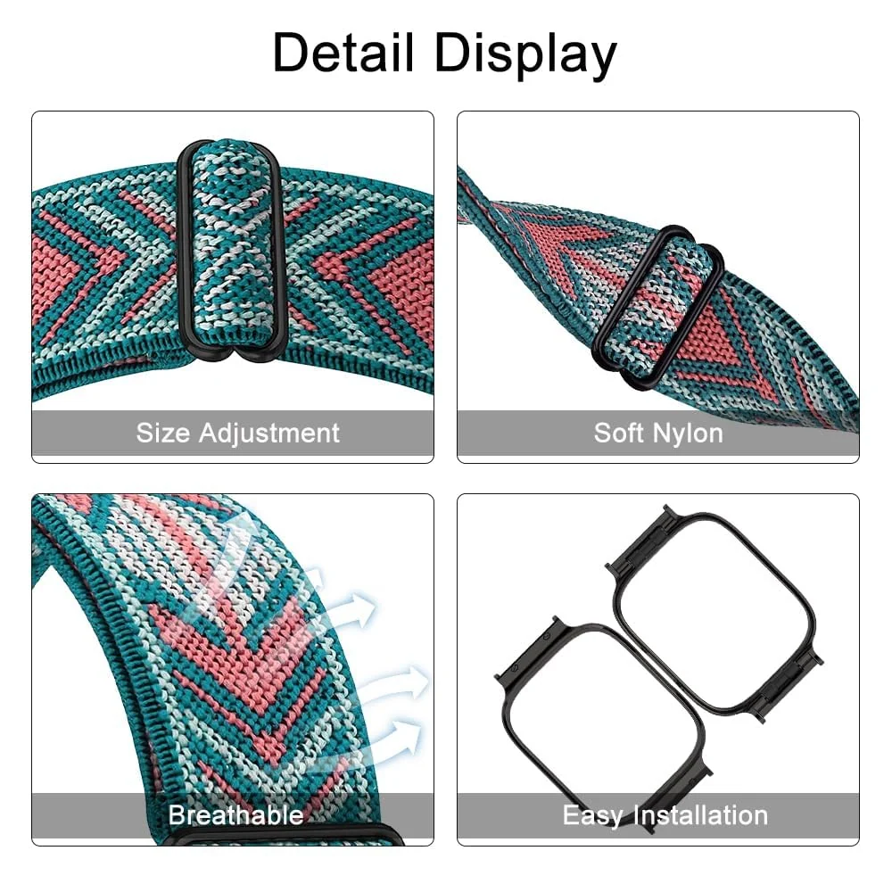 DL3 Mobilak Nylon Strap For Xiaomi Redmi Watch 3 Active/Redmi Watch 3 Lite, Soft Elastic Nylon Straps, Adjustable Stretchy Sports Replacement Bracelets Wristbands for Women Men - Green Arrow