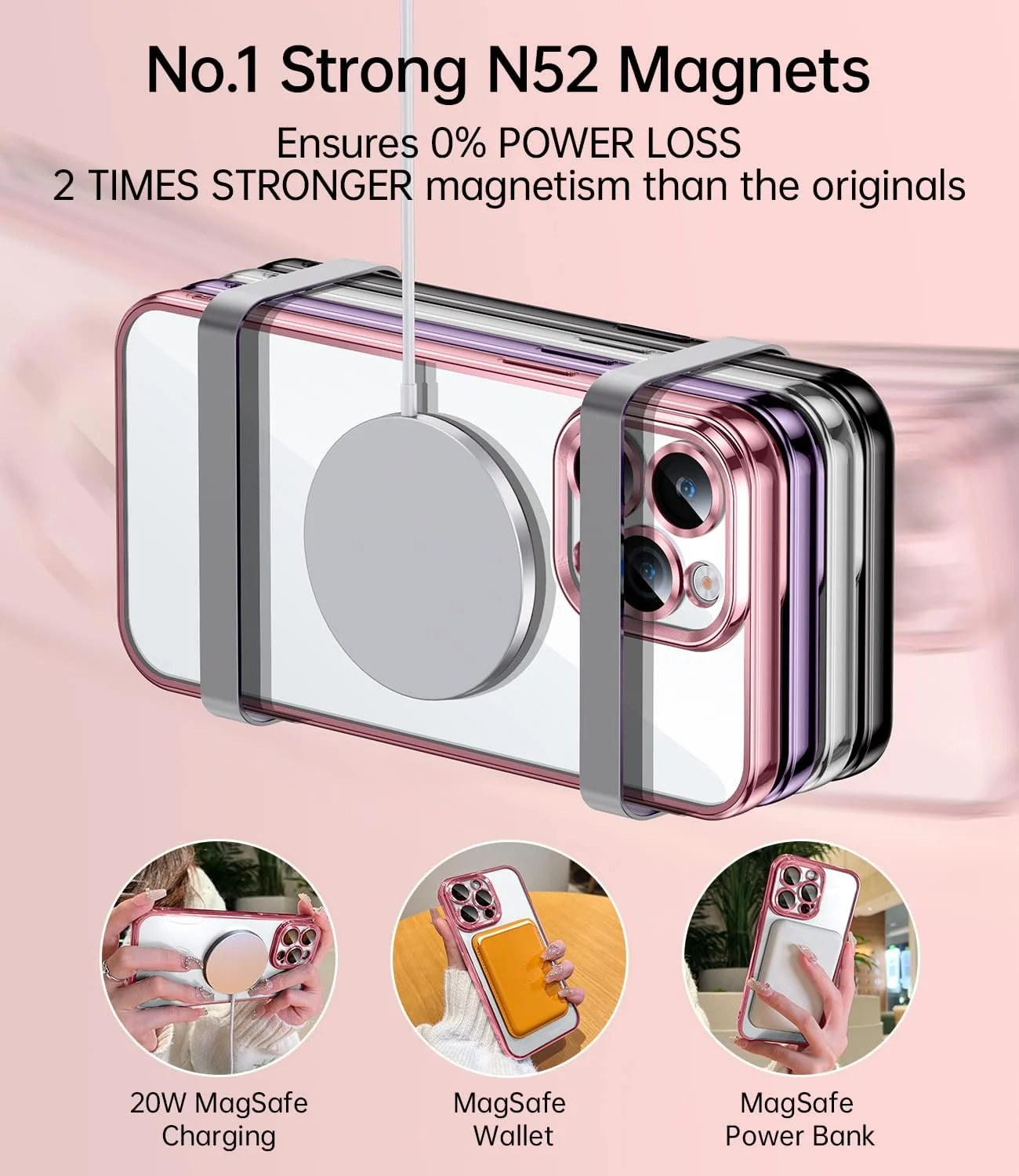DL3 Mobilak Plated-Edge Protective Case for iPhone 12 Pro 6.1-Inch with Built-in, Supports wireless charging, Camera protection, Scratch-resistant surface - Pink