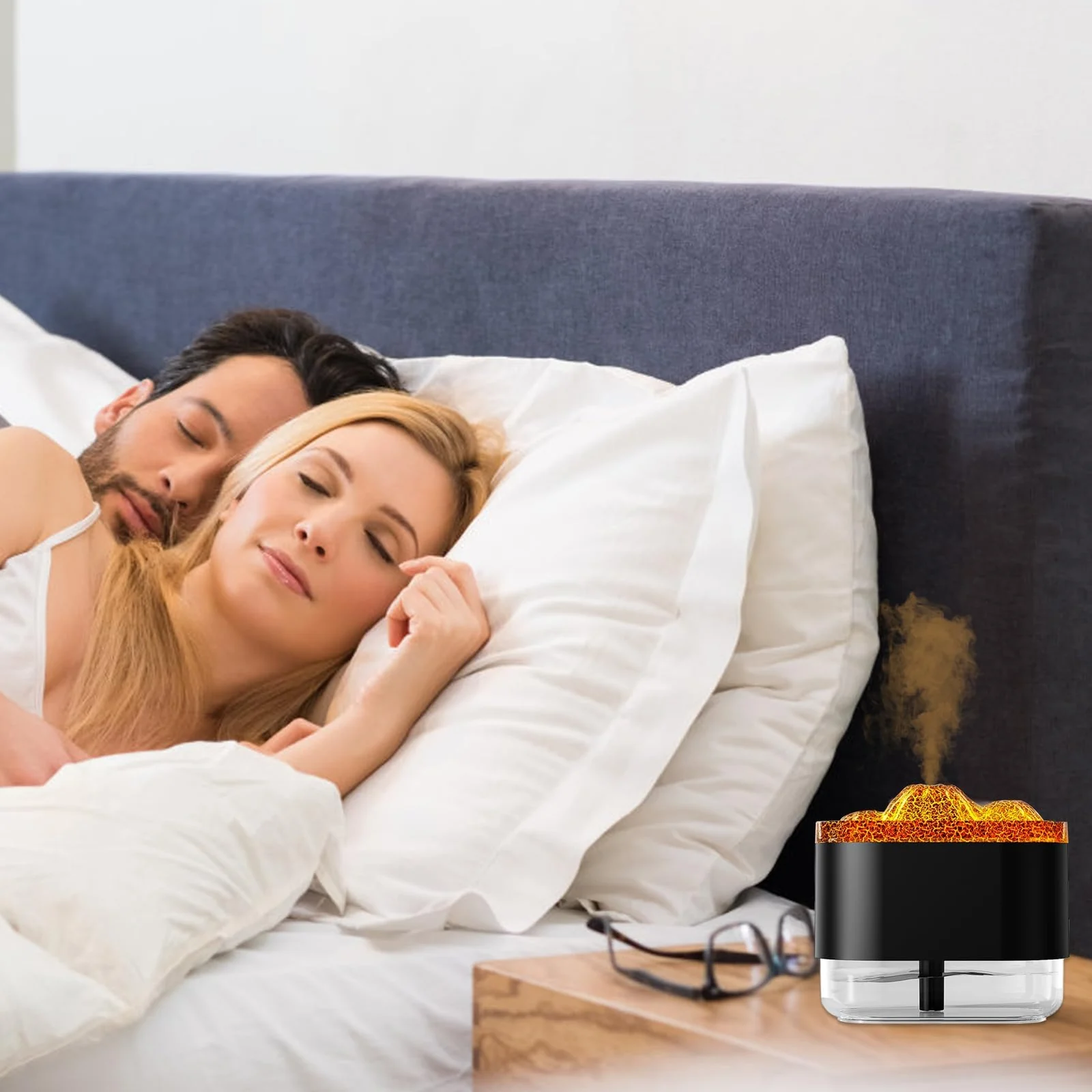 Mobigon Wood Cool Mist Ultrasonic Humidifier for Room Moisture, Aroma Diffuser for Home, 300ml Essential Oil Diffuser with 7 Colorful Night Light, Auto Shut-Off, Home, Office, car - D.Black
