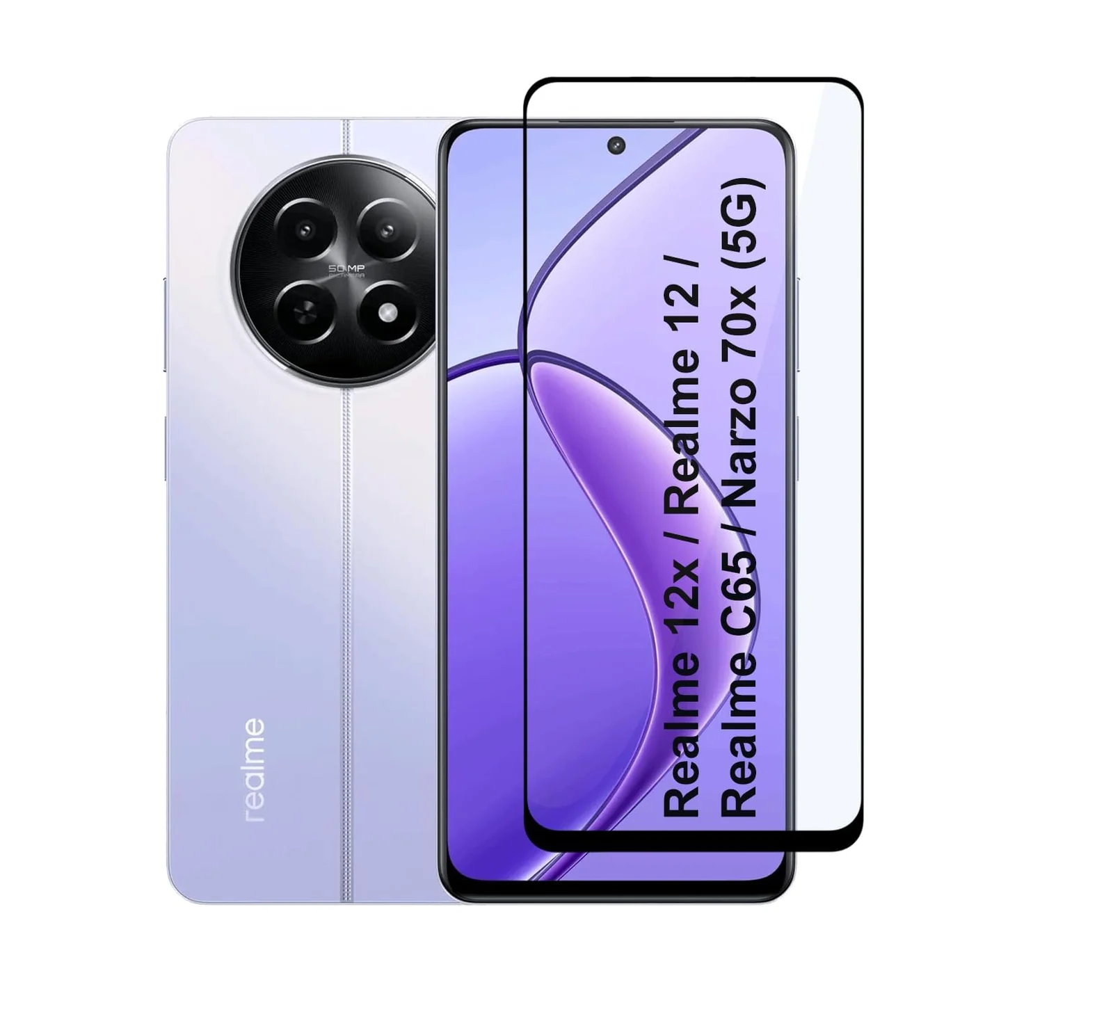 DL3 Mobilak Tempered Glass Screen Protector For realme 13 5G/realme 12 5G/realme 12x 5G/ realme 11 5G/realme 11x 5G/realme C65 4G 5G/realme C67 4G 5G/realme C55/OPPO A60/OPPO A58 4G [Full Coverage] - Clear