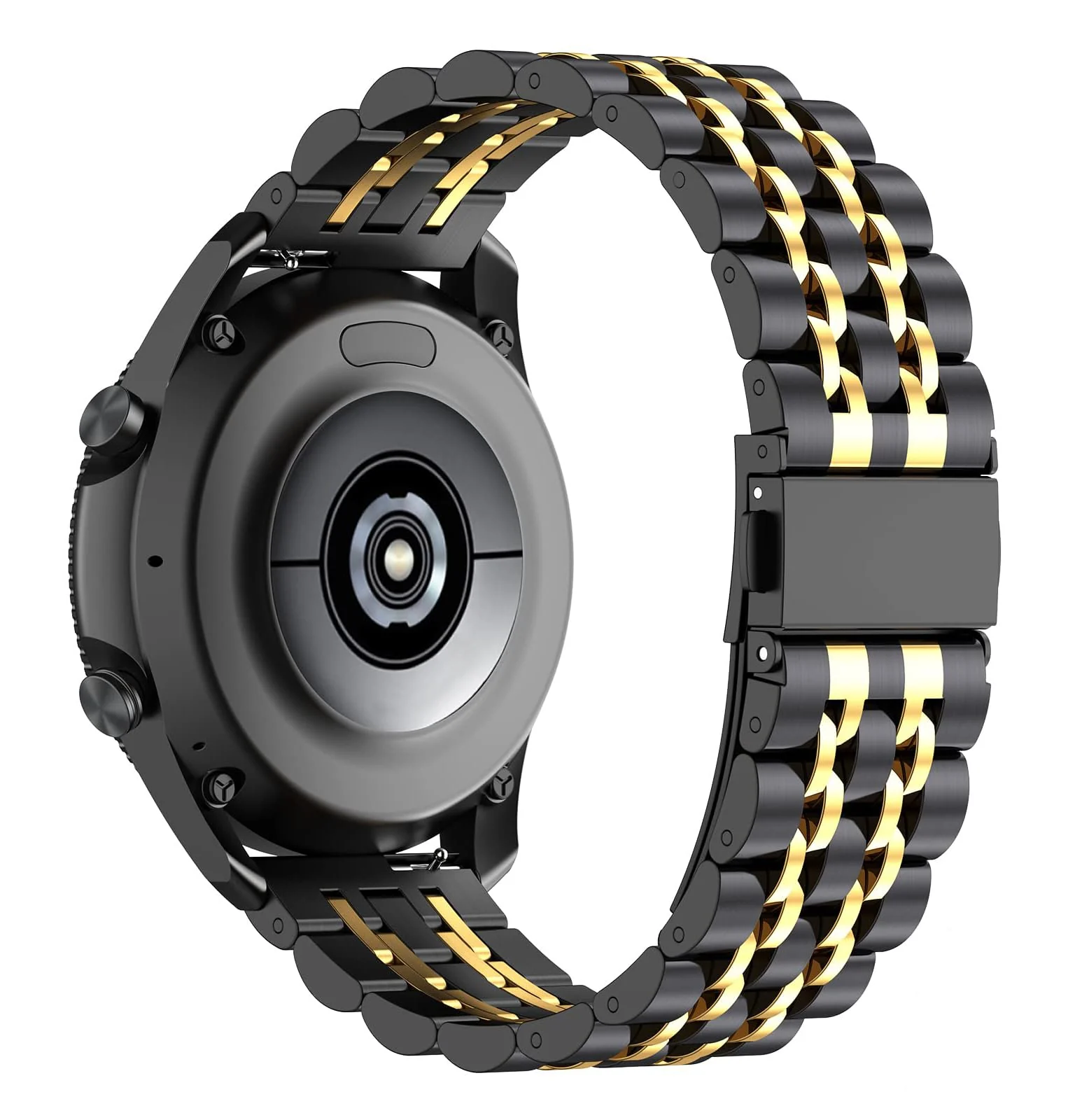 DL3 Mobilak Metal Band 20MM Strap for Samsung Gear Sport, Watch 4/5/5 Pro, S2 Classic, Active 2 40mm 44mm, Amazfit GTS 3/4/4 Mini, Bip 3/Pro/U, GTS 2 Mini/2e - Black & Gold