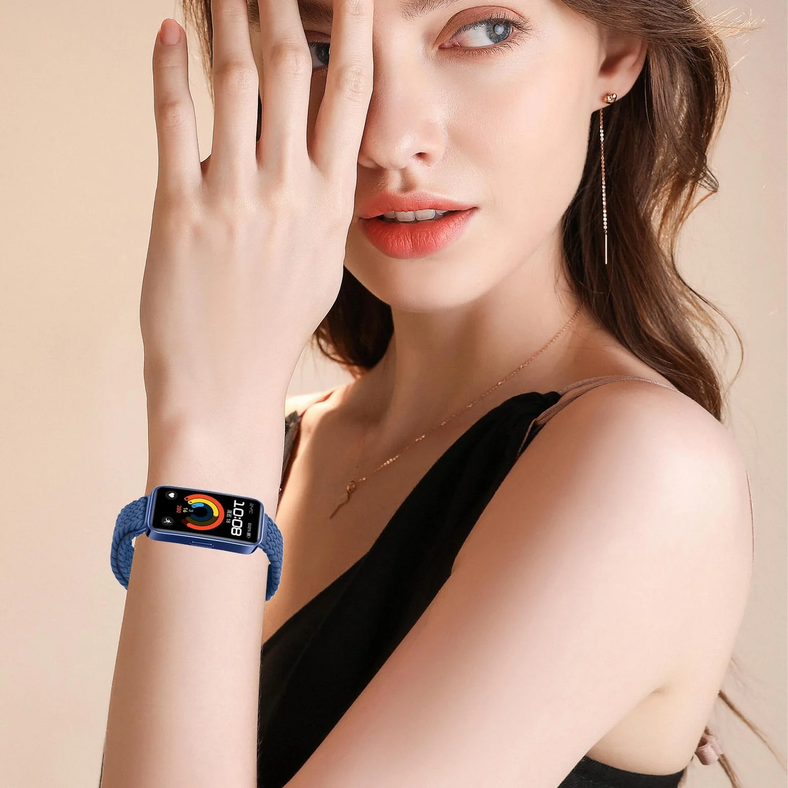 DL3 Mobilak Braided Strap for Huawei Band 9/Huawei Band 8 for Men Women, Adjustable Nylon Sport Elastic Loop Band with Magnetic Clasp for Huawei Band 9/Huawei Band 8 Smartband - Blue