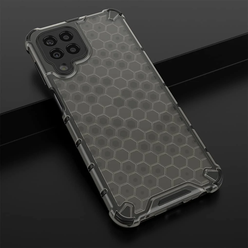 DL3 Mobilak Honeycomb Protective Case for Samsung Galaxy M53 5G, Shock-absorbing protection, Transparent design, Slim, lightweight profile - Black