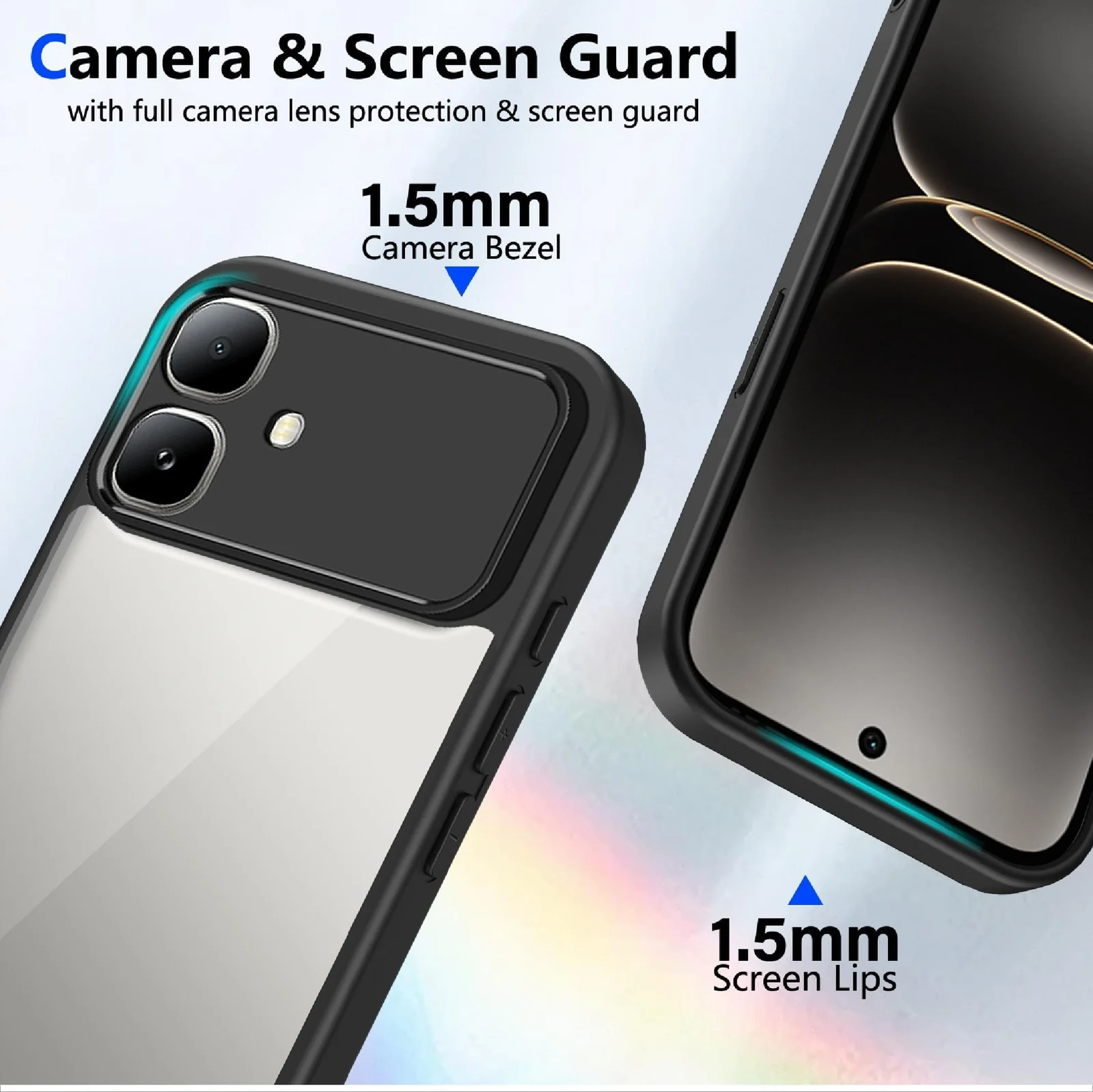 MOBIGON Anti-Yellowing Shockproof Transparent Phone Case for Infinix Smart 20, Black
