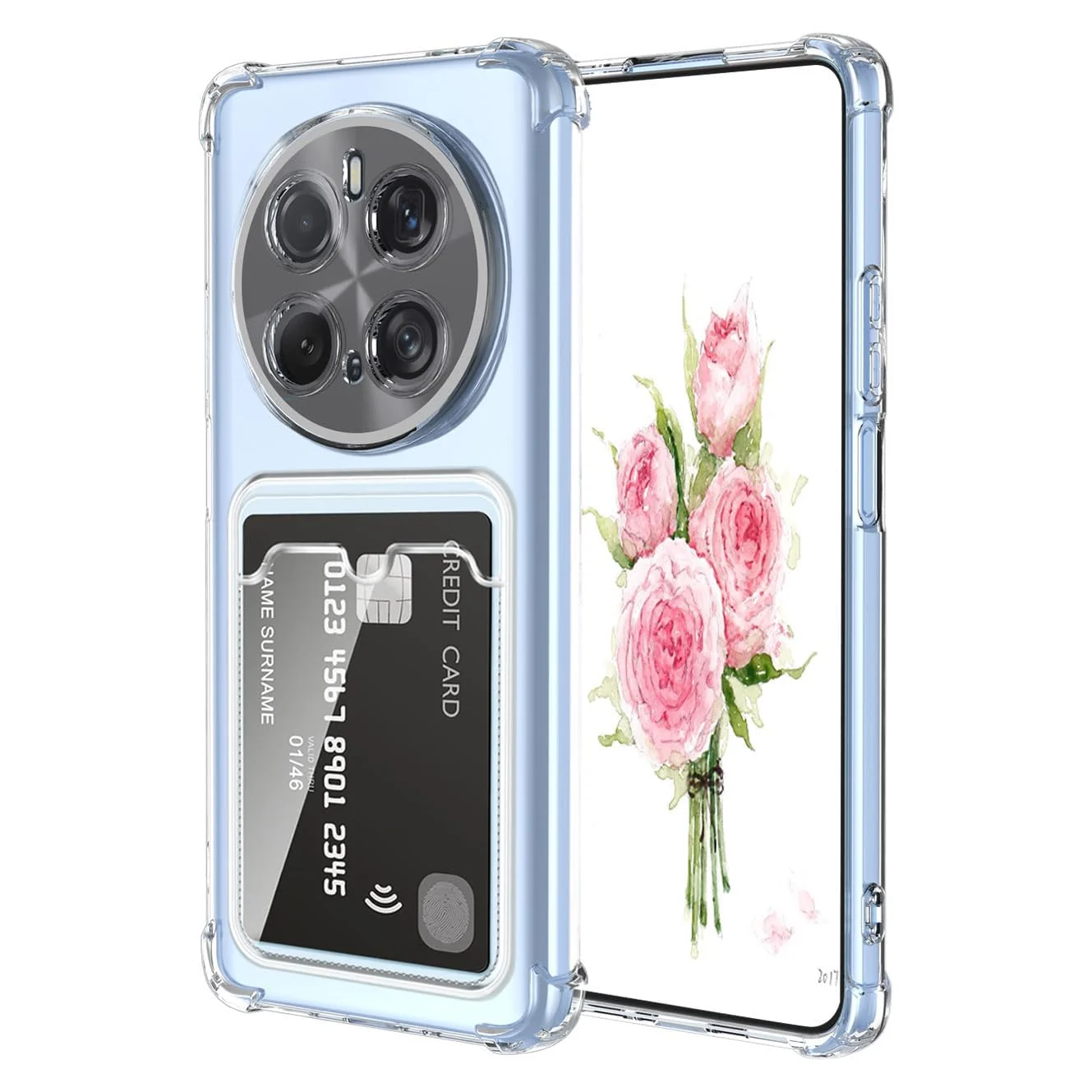 DL3 Mobilak Honor Magic7 Pro 5G/Honor Magic 7 Pro Case Clear Card Holder Back Wallet Crystal Transparent Soft TPU Shockproof Bumper Corner Drop Protection Phone Case Cover With Camera Lens Protection - Clear