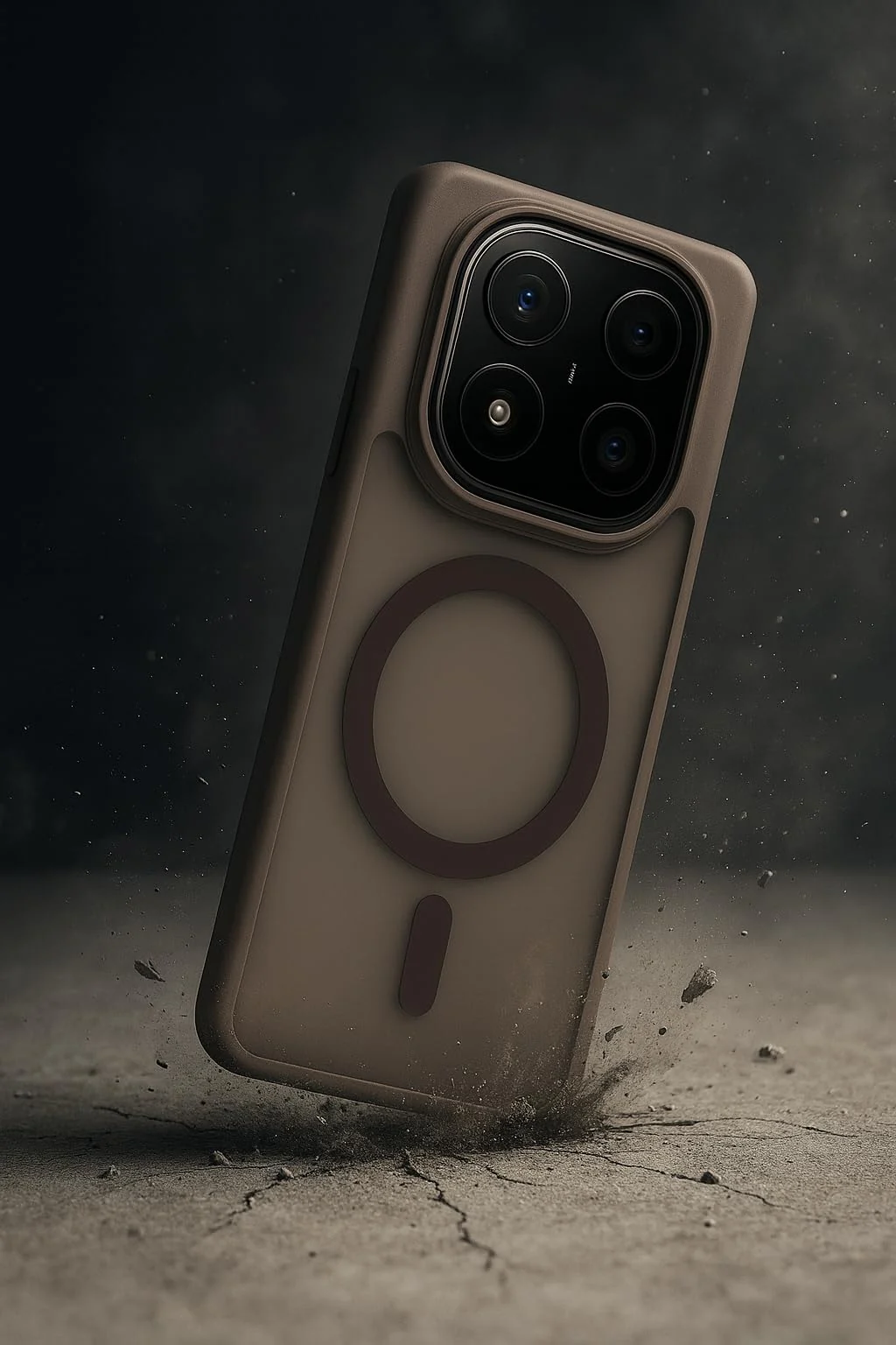DL3 Mobilak Xiaomi Redmi 14C/Redmi A4/Poco C75 Case - Slim Frosted Cover with Decorative Ring (Not compatible with magnetic charging accessories), Shockproof, Anti-Scratch, Full Protection - Brown