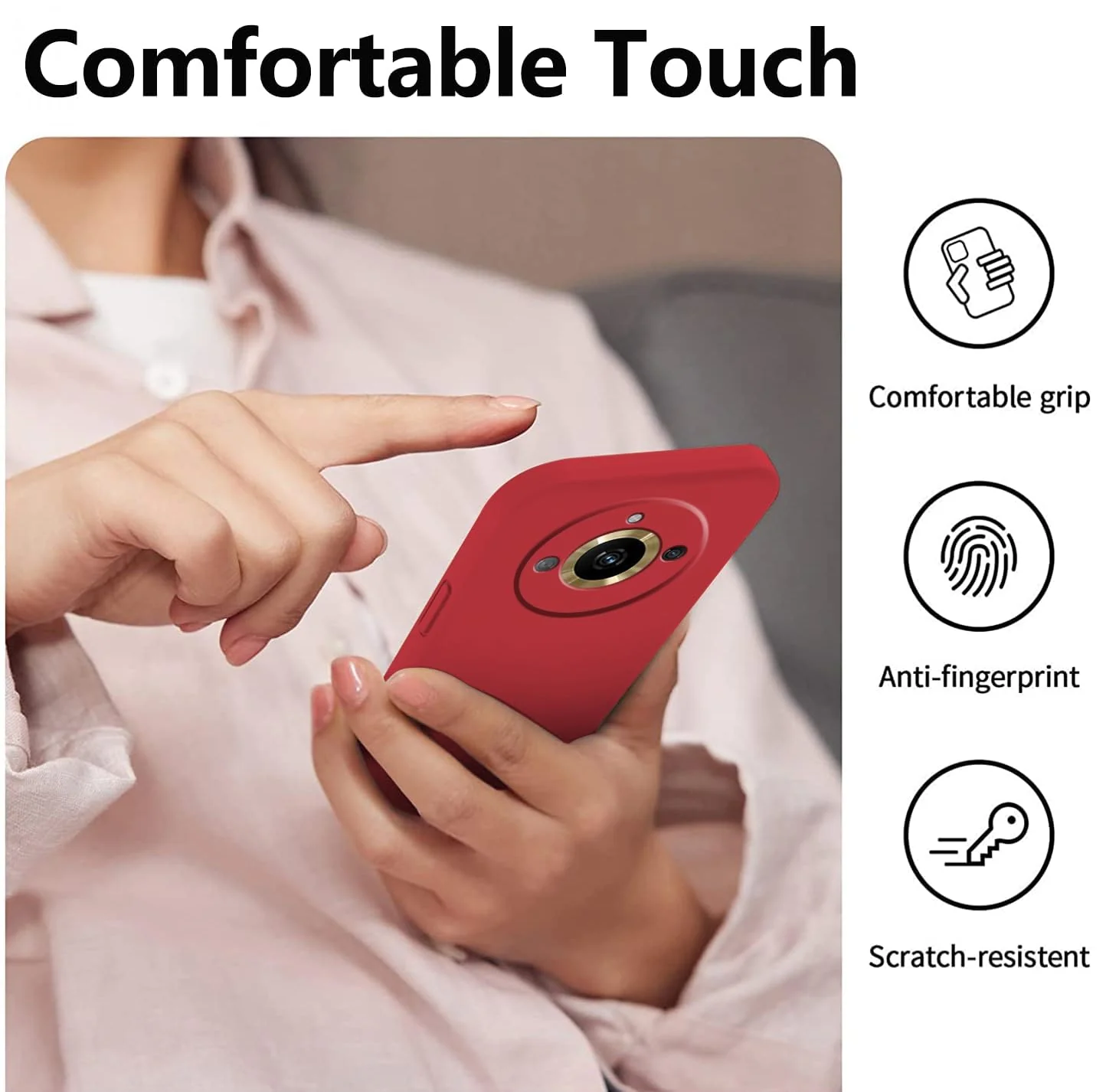 DL3 Mobilak Liquid Silicone Protective Case for realme 11 Pro / realme 11 Pro+ Plus 5G with Microfiber Lining and Shockproof Design - Red