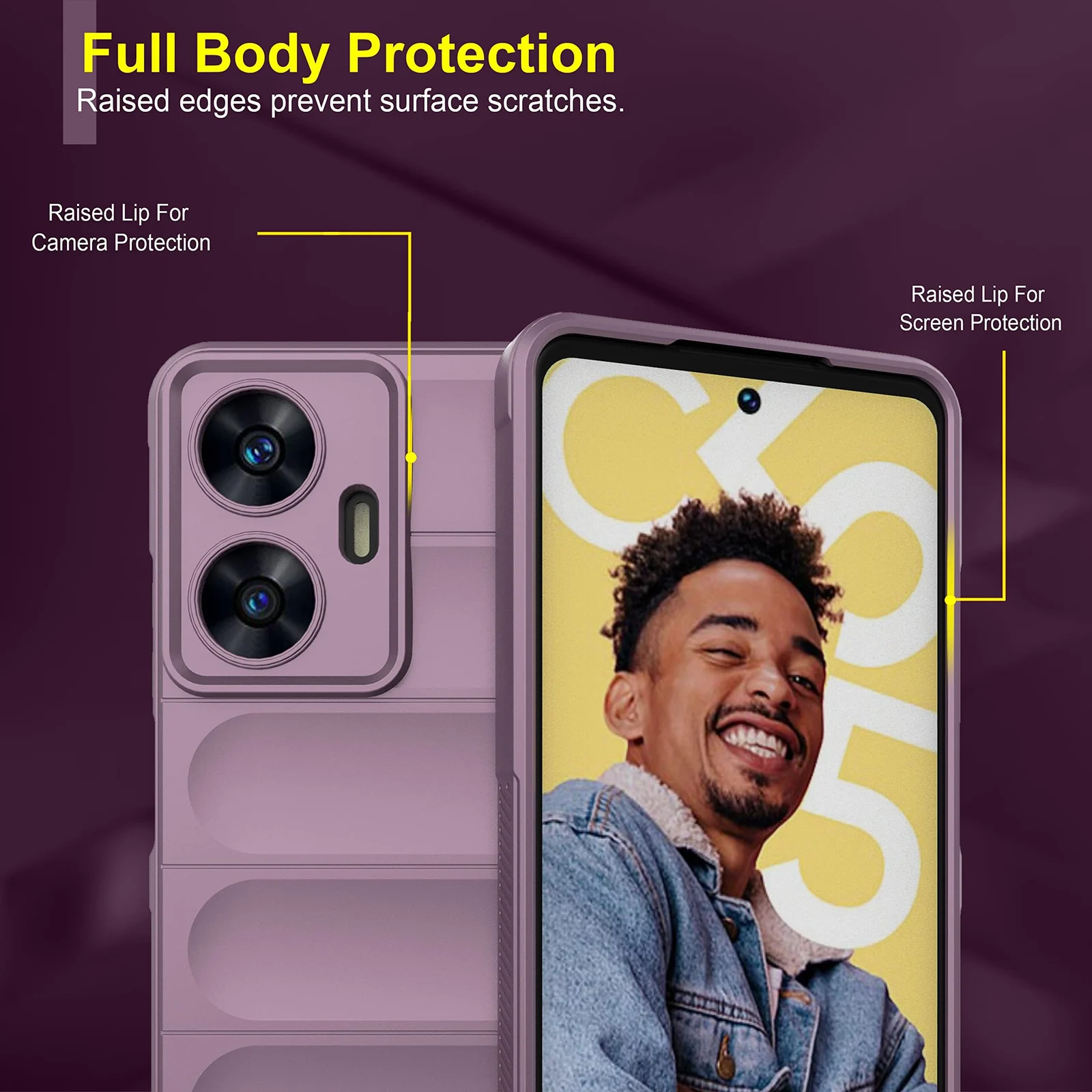 DL3 Mobilak Flexible Silicone and TPU Protective Case with Camera Protection for realme C55 / Narzo N55 - Purple