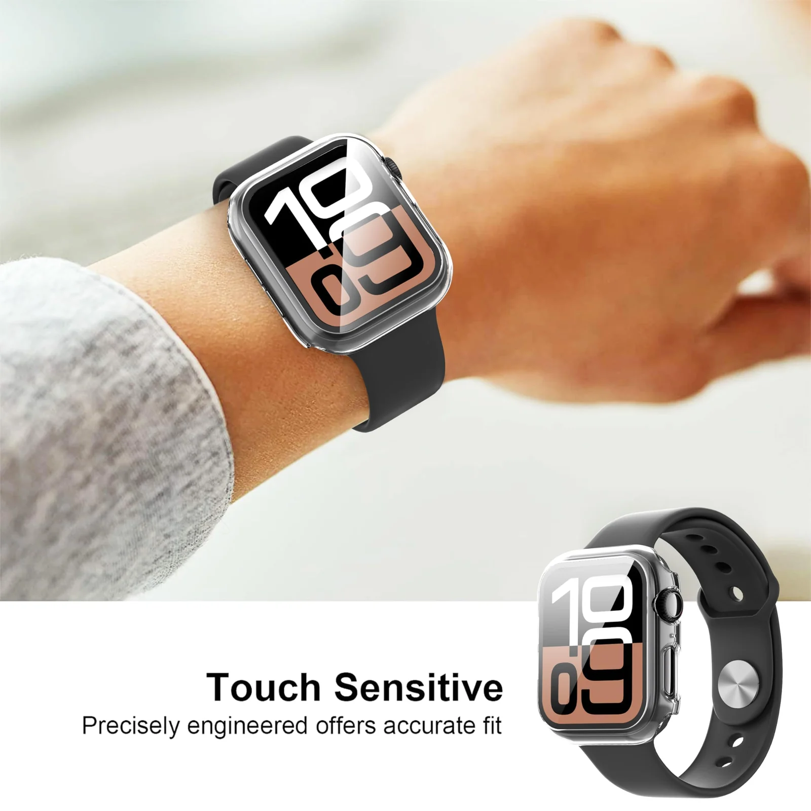 DL3 Mobilak Case with Screen Protector for Apple Watch Series 10 42mm, Bumper Full Coverage Hard PC Overall Protective Cover, Built-in Tempered Glass Film High Sensitivity - Clear