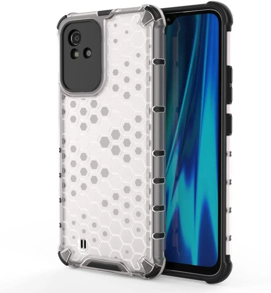 DL3 Mobilak Honeycomb Protective Case for realme Narzo 50i, realme C20 / C11 2021, Shock-absorbing protection, Transparent design, Slim, lightweight profile - Clear