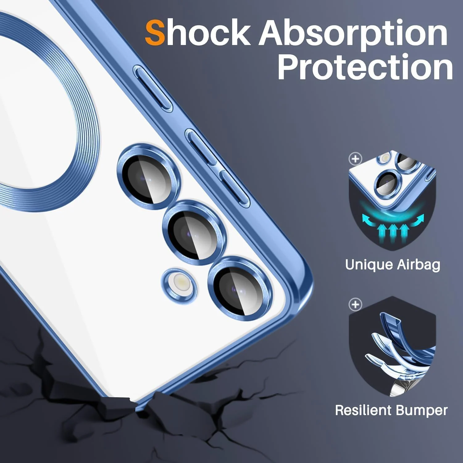 DL3 Mobilak For Samsung Galaxy A54 5G Magnetic Case, Compatible with MagSafe, Built-in Camera Lens Protector, Luxury Plating Soft TPU Clear Shockproof Slim Thin Cover - Sierra Blue