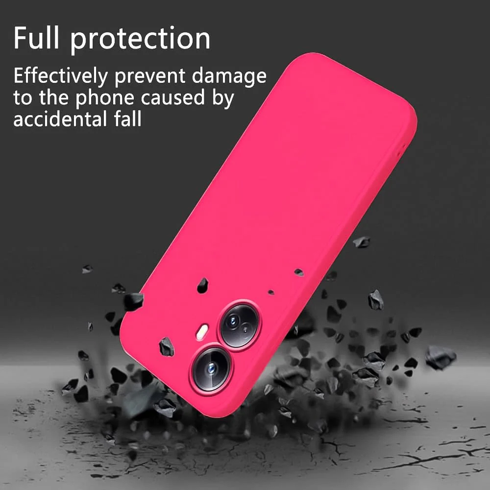 DL3 Mobilak Soft Silicone Protective Case for realme 10 pro plus with Microfiber Lining and Shockproof Design - Hot Pink