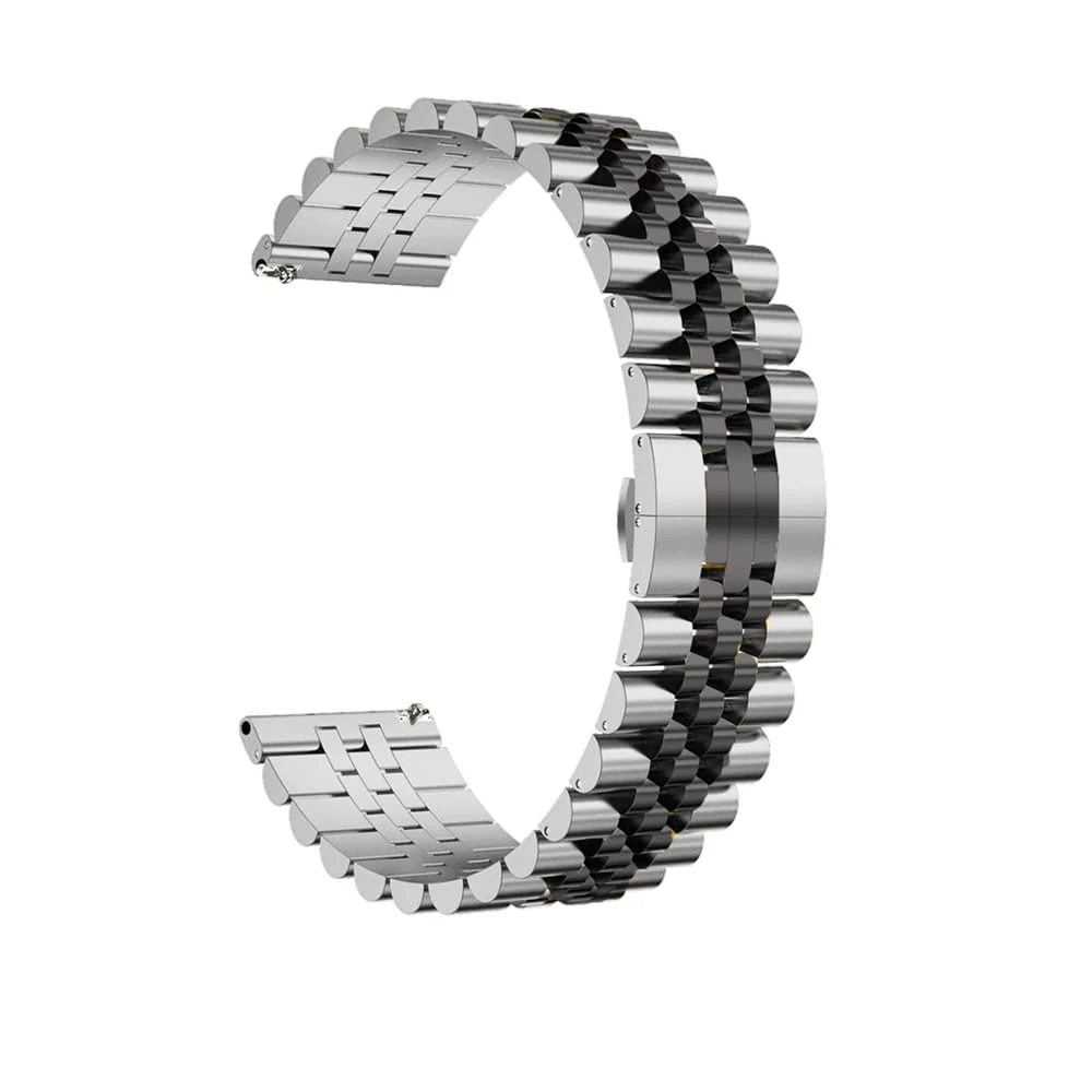DL3 Mobilak Metal Band 20MM Strap for Samsung Gear Sport, Watch 4/5/5 Pro, S2 Classic, Active 2 40mm 44mm, Amazfit GTS 3/4/4 Mini, Bip 3/Pro/U, GTS 2 Mini/2e - Silver & Black
