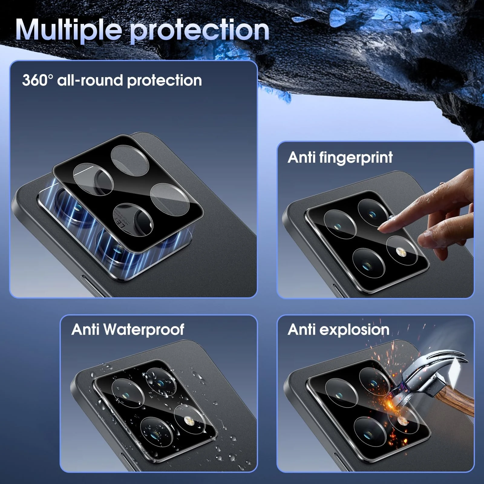 DL3 Mobilak Xiaomi 14T Camera Lens Protector Tempered Glass Screen Protector HD [Full Coverage][Anti-Scratch] Drop Protection Ultra Clear/Thin Lens Case - Black