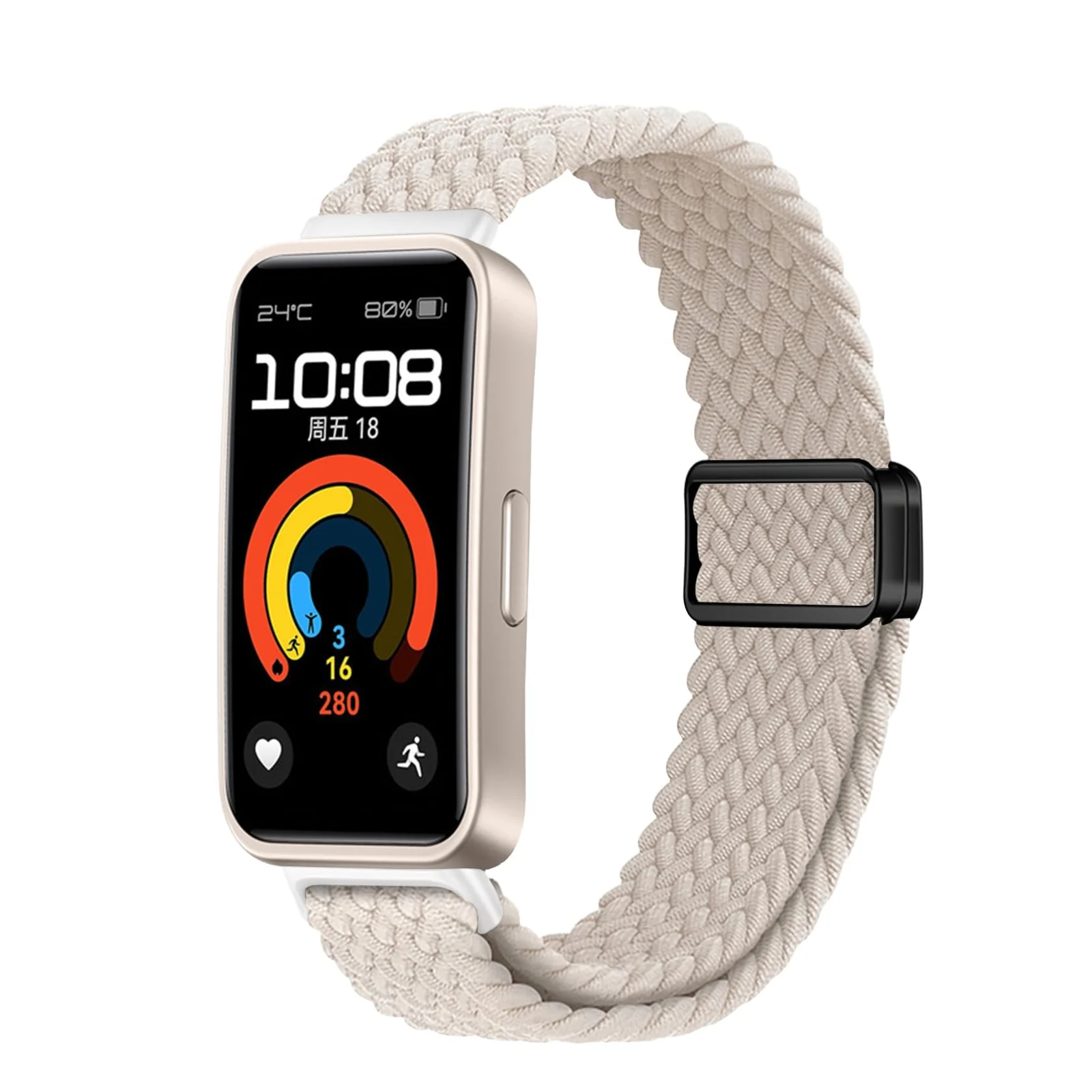 DL3 Mobilak Braided Strap for Huawei Band 9/Huawei Band 8 for Men Women, Adjustable Nylon Sport Elastic Loop Band with Magnetic Clasp for Huawei Band 9/Huawei Band 8 Smartband - Starlight
