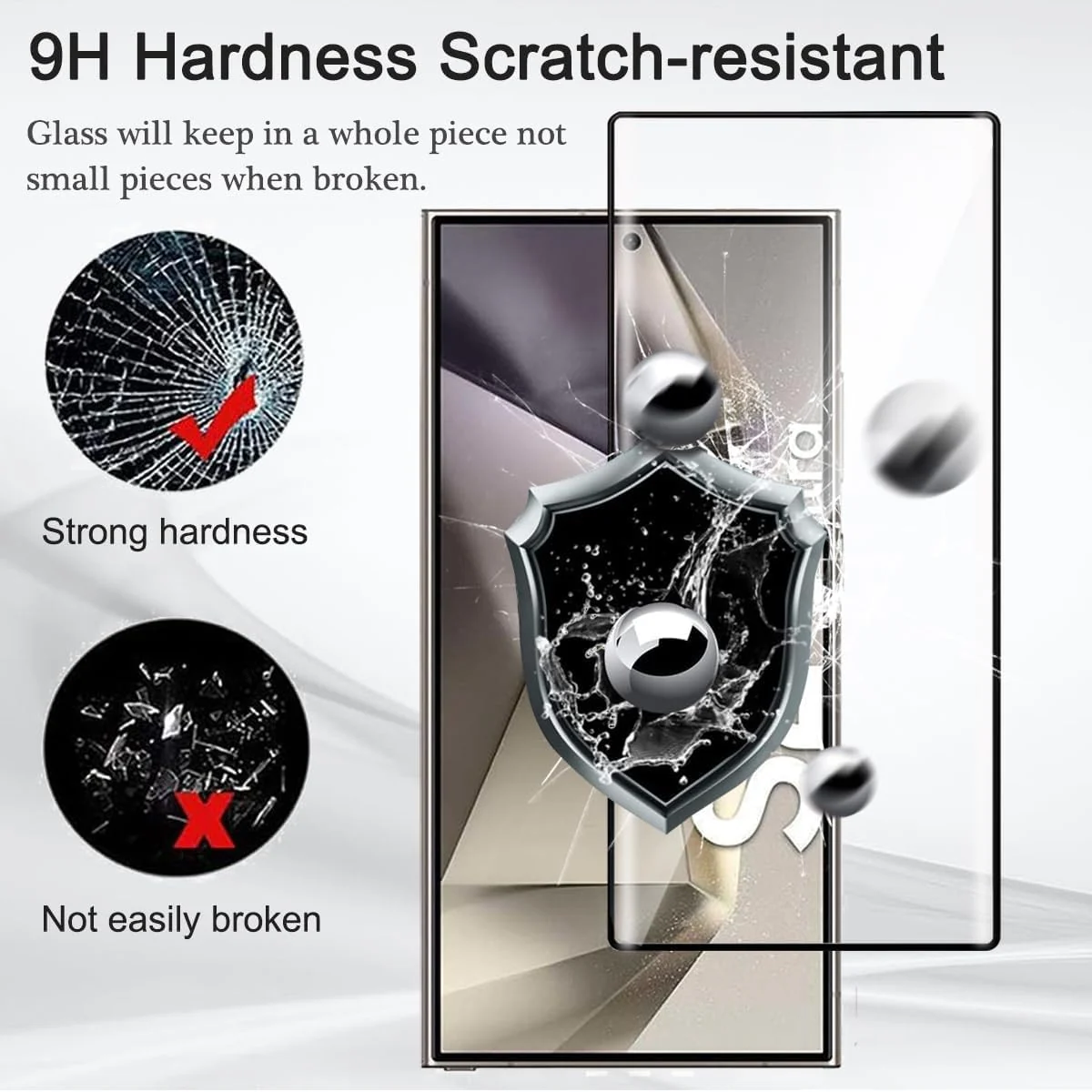 DL3 Mobilak Screen Protector for Samsung Galaxy S24 Ultra, Tempered Glass Screen Saver Premium HD Protective, Scratch Resistant, NO-Bubble, 9H Hardness, Full Coverage Film - Clear