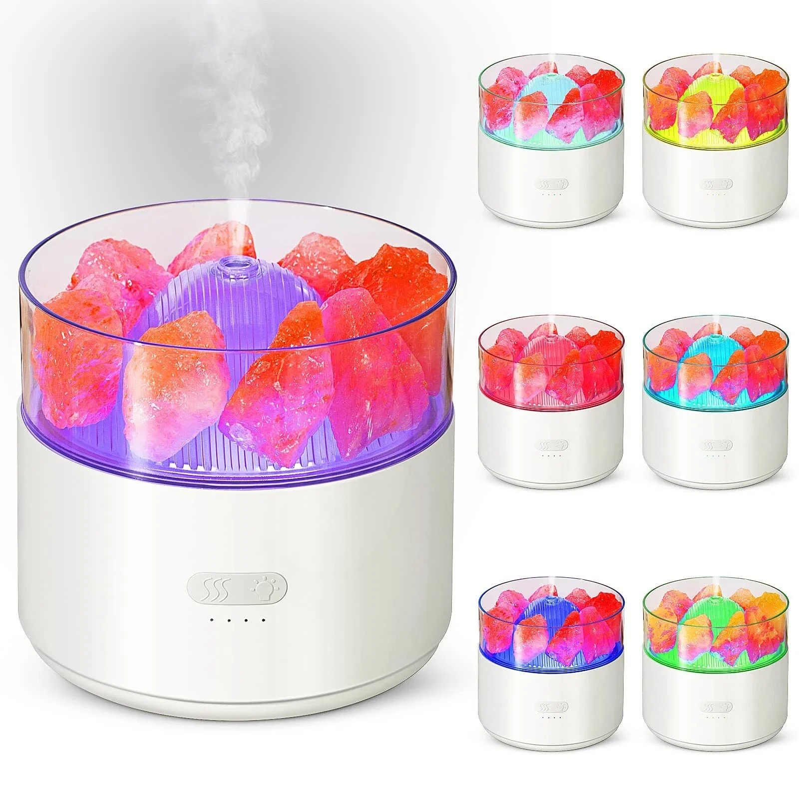 DL3 Mobilak Ultrasonic Salt Stone Aromatherapy Diffuser, 200ML Cool Mist Humidifier Essential Oil Diffuser Aroma Oils Diffuser Humidifier with Colorful Light for Office / Living Room / - White