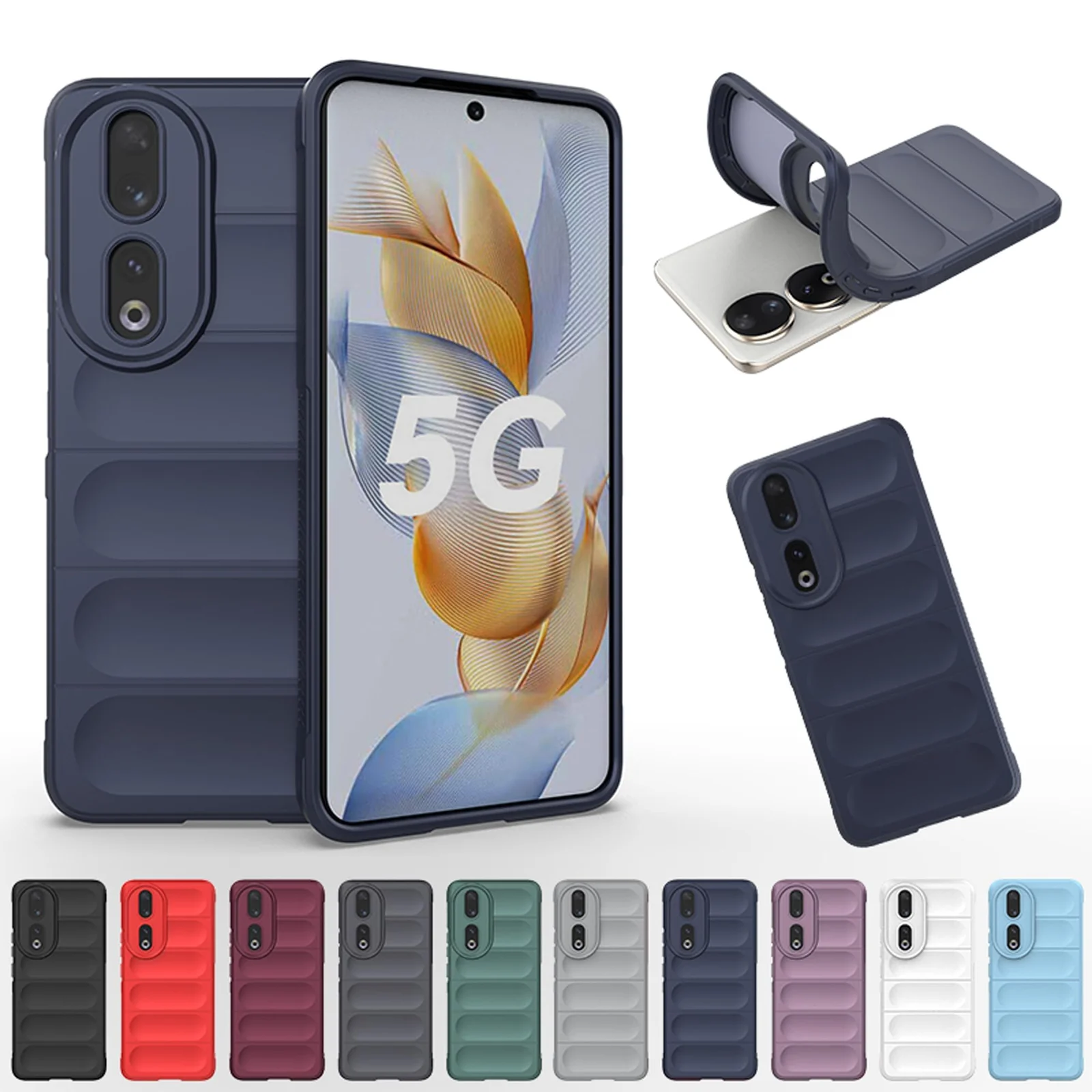 DL3 Mobilak Case for Honor 90 5G Heavy Duty Protective [Slim Fit] Shockproof Soft Flexible Protective Design Shock-Absorption TPU Cover - Blue