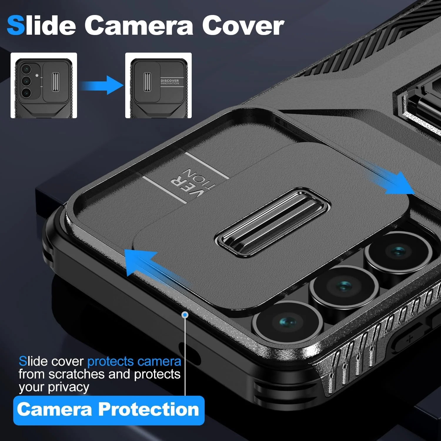 DL3 Mobilak Rugged Protective Case for Samsung Galaxy S25 FE 5G, Built-in magnetic car-mount support, Shock-absorbing protection, Built-in kickstand - Black