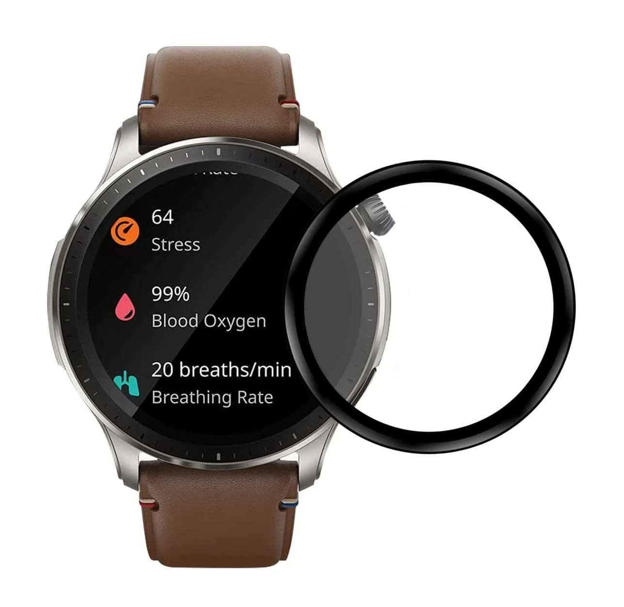 DL3 Mobilak Screen Protector For Amazfit GTR 4, 3D Curved Soft Edge Protective Film [Anti-Scratch] [Bubble Free] [Ultra Shatterproof] [High Sensitive] (Not Glass) - Black