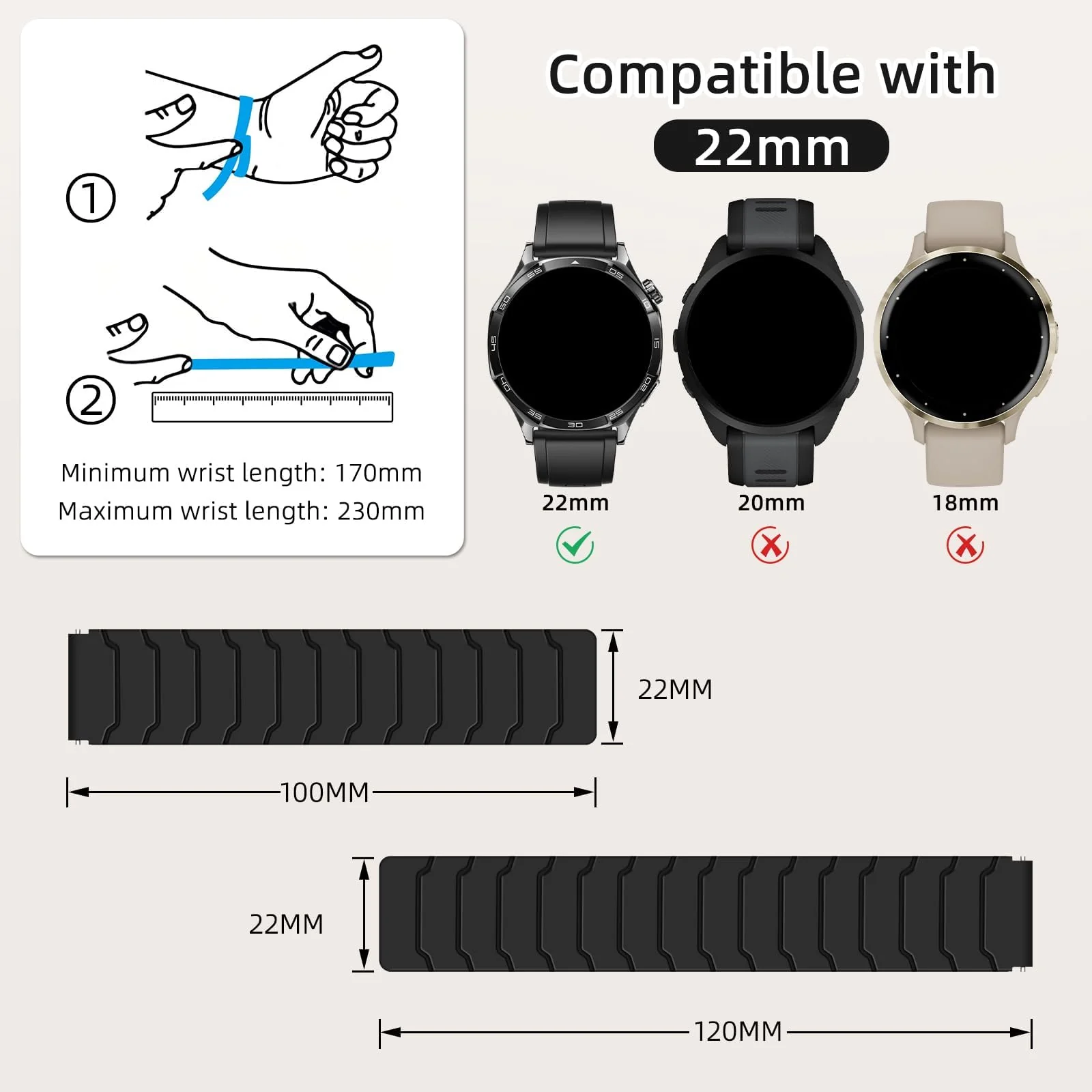 DL3 Mobilak 22mm Silicone Magnetic Strap for Xiaomi Redmi Watch 5 Active/5 Lite/Samsung Galaxy Watch 46mm/Watch 3 45mm/Gear S3/Huawei watch (GT6 GT5 GT4 GT3 GT2 GT 46MM)/GT2E/GT6 Pro/GT 5 Pro/Amazfit GTR4/Bip 6 - Coal Black/black