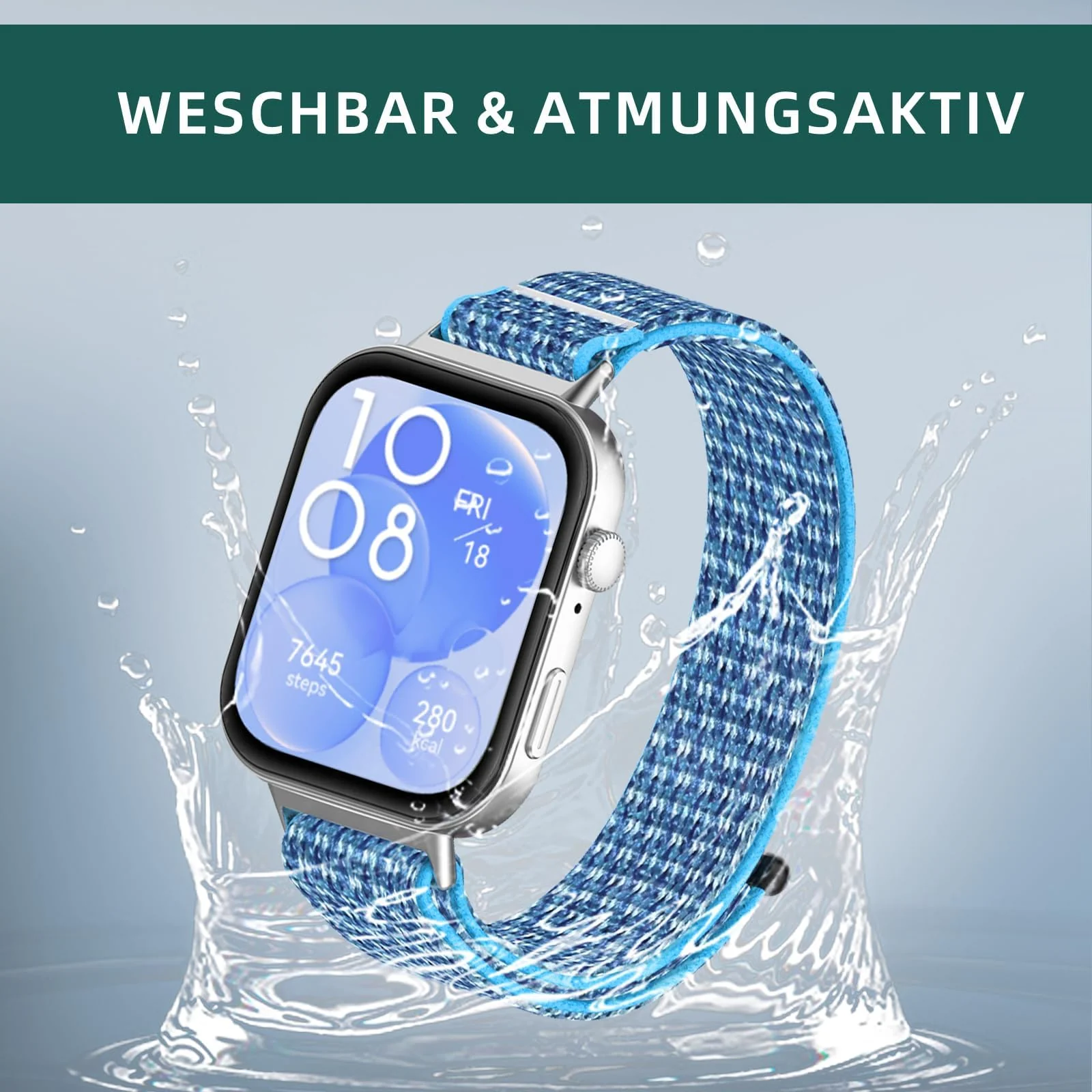 DL3 MOBILAK Nylon Strap for Huawei Watch Fit 5 / Fit 5 Pro / Fit4 / 4 Pro/Fit 3 Band, Men and Women Breathable Elastic Bracelet, Adjustable Straps Replacement Band Sport Watchband - Blue