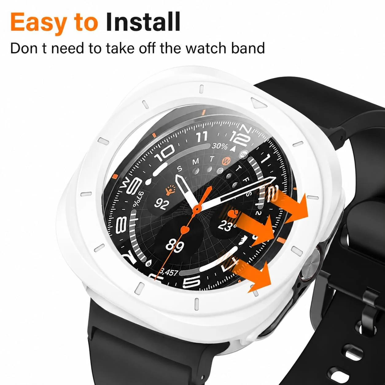 DL3 MOBILAK Full-Coverage Watch Case with Tempered Glass for Samsung Galaxy Watch Ultra 2025 / Galaxy Watch 7 Ultra 2024 47 mm, White