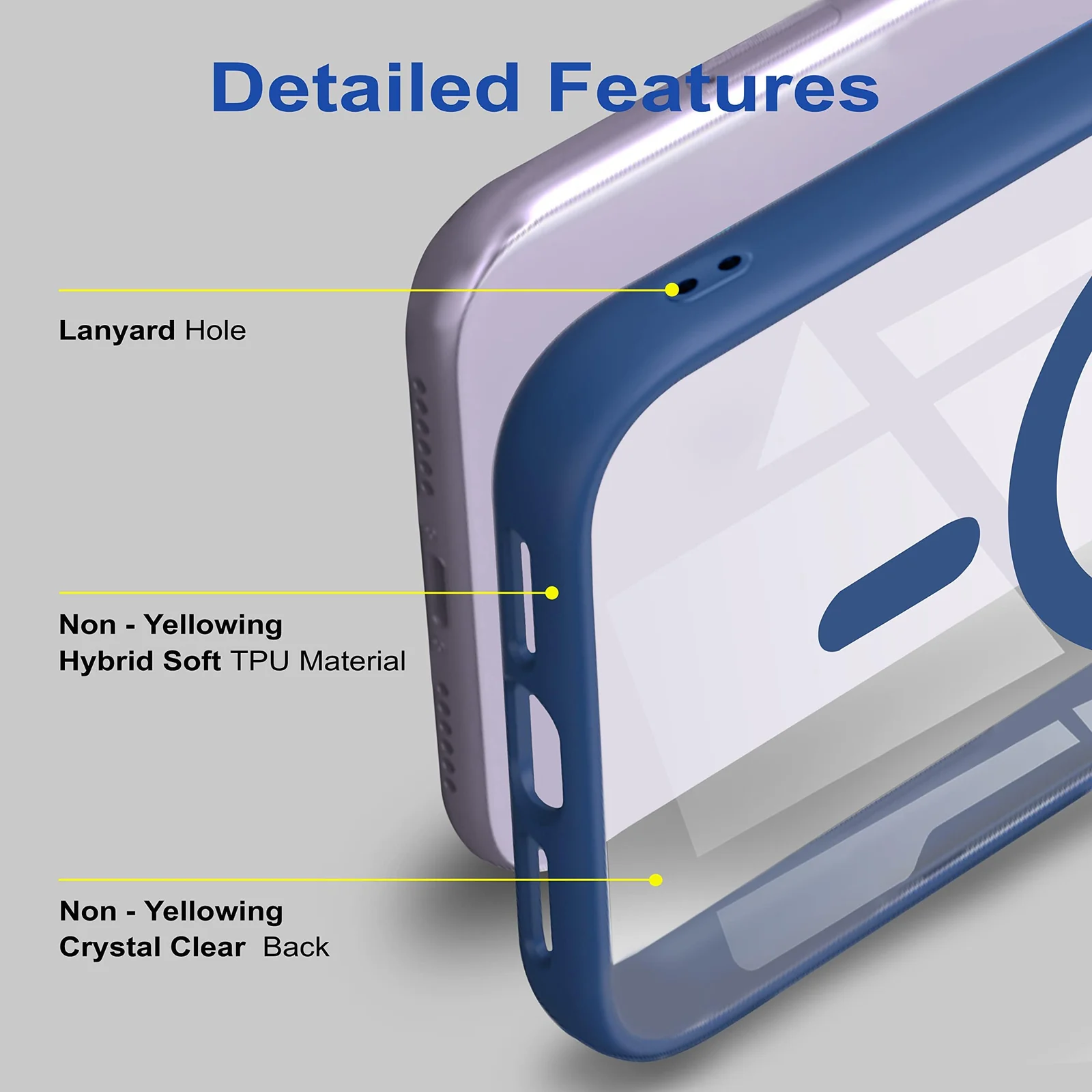 DL3 Mobilak Clear TPU Case for iPhone 7 Plus / 8 Plus, Compatible with MagSafe accessories, Camera protection, Shock-absorbing protection - Blue