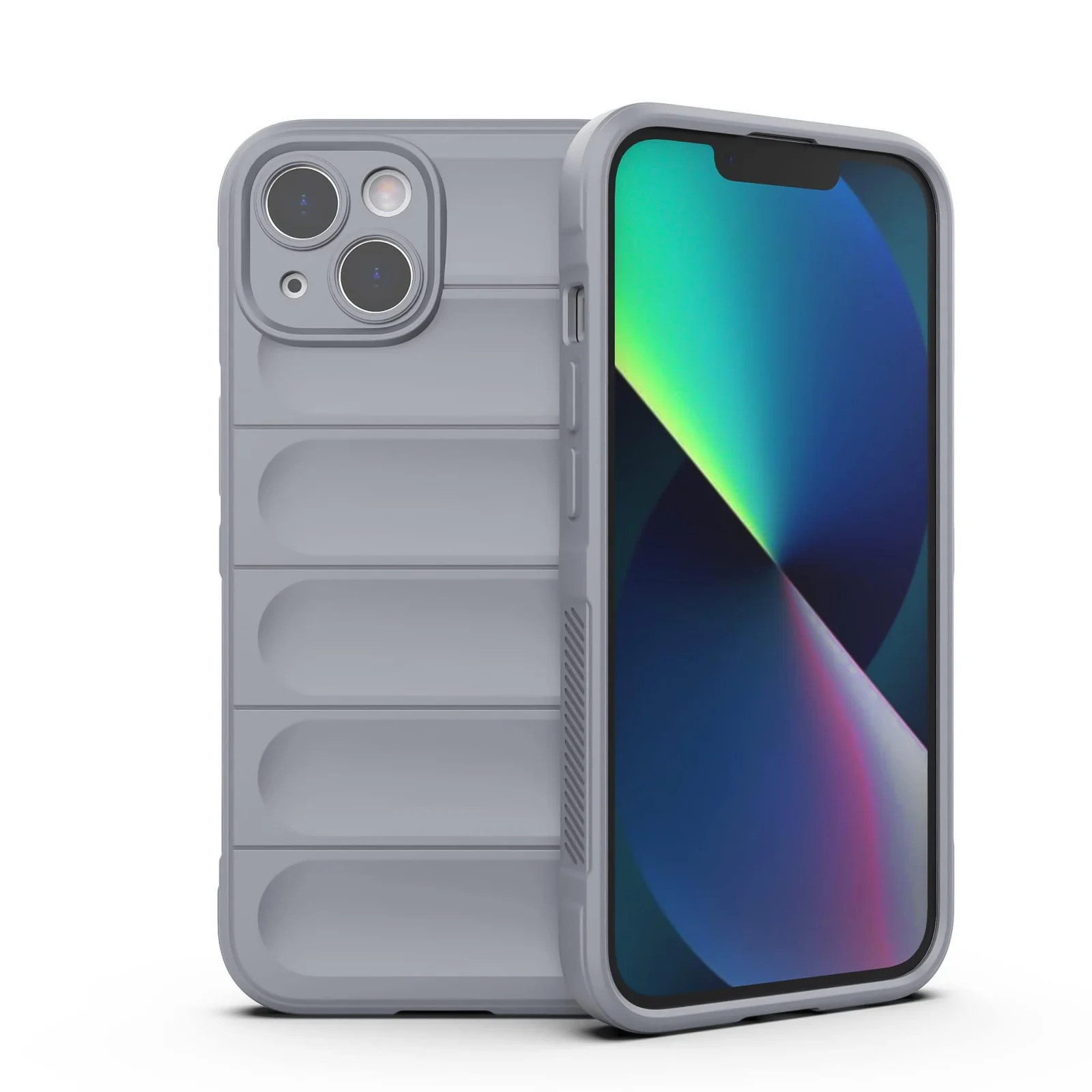 DL3 Mobilak Silicone Case for iPhone 15+ Plus 6.7-Inch Heavy Duty Protective [Slim Fit] Shockproof Soft Flexible Protective Design Shock-Absorption TPU Cover With Camera Protection - Gray