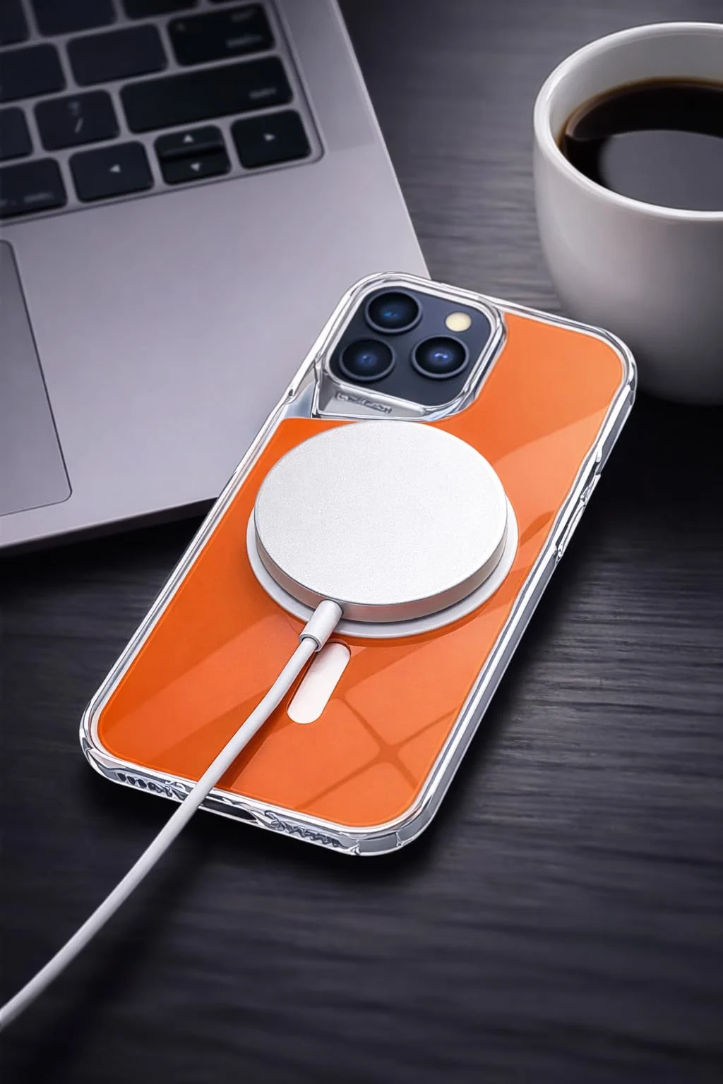 DL3 Mobilak Clear TPU Case for Samsung Galaxy S24 Ultra, Compatible with MagSafe accessories, Camera protection, Shock-absorbing protection - Orange