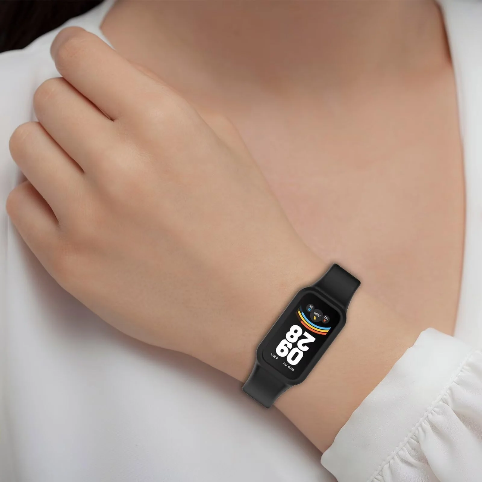 DL3 Mobilak Compatible with Xiaomi Smart Band 9 Active/Xiaomi Redmi Smart Band 3 Replacement Silicone Wrist Strap Bracelet Band Soft And Durable Watch Accessories - Black