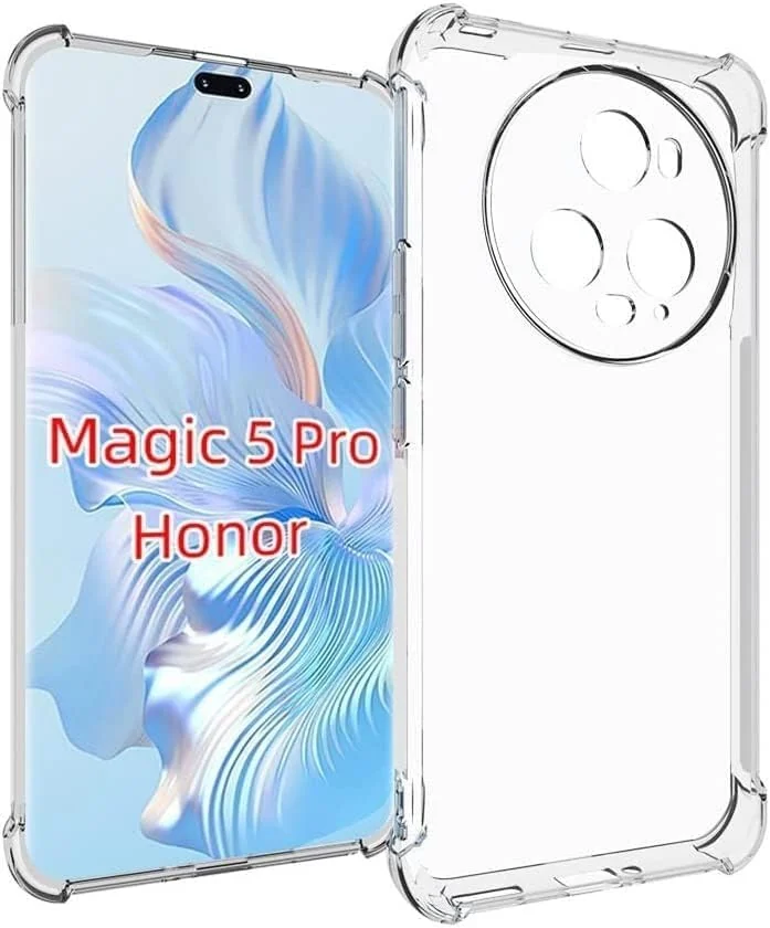 DL3 Mobilak Case Compatible with Honor Magic 5 Pro, Cover Silicone Transparent TPU Gorilla Anti-shock Protector Camera Shockproof Corners - Clear