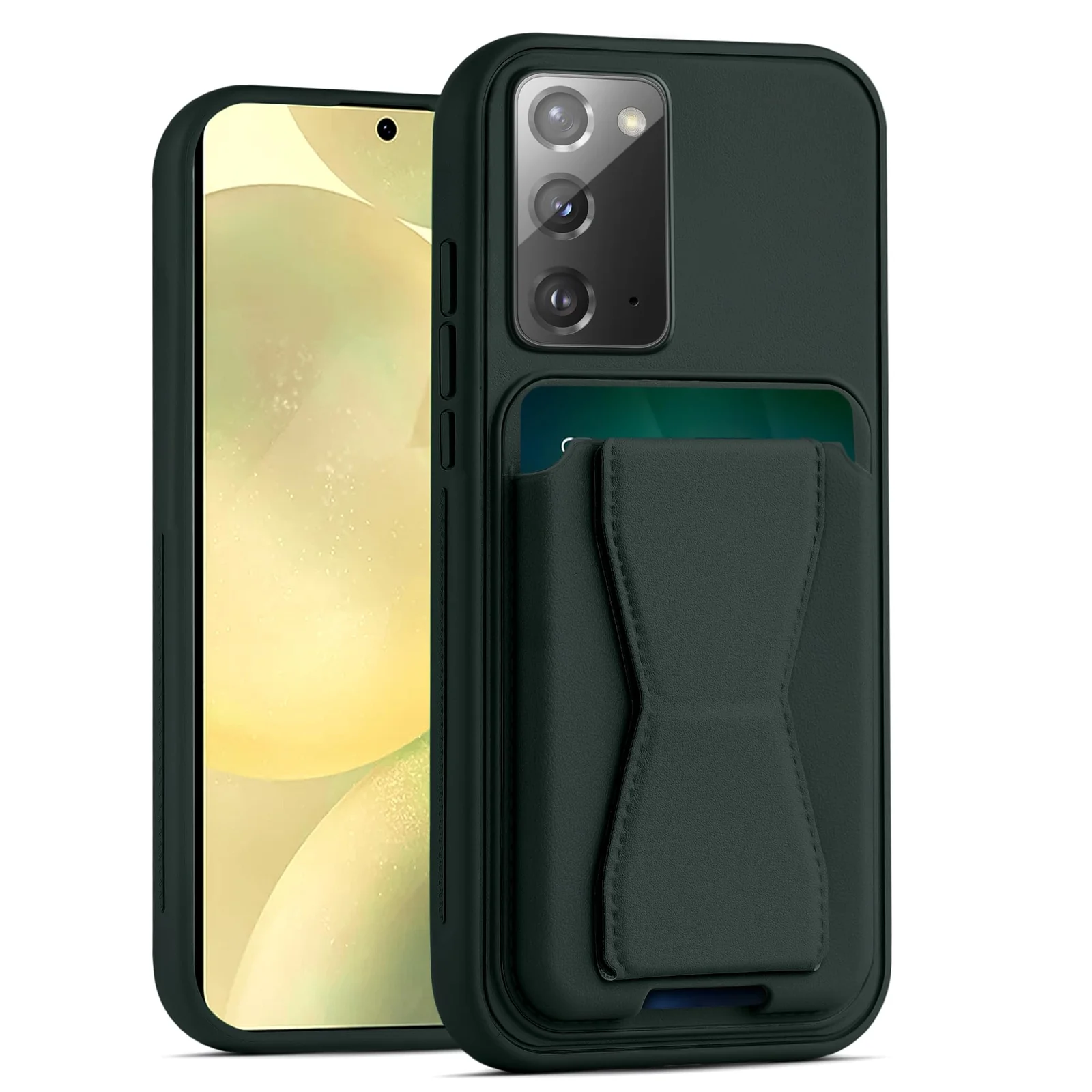 DL3 Mobilak Leather Wallet Case with Card Slot for Samsung Galaxy Note 20 5G with Camera Protection and Shockproof Design - Dark Green