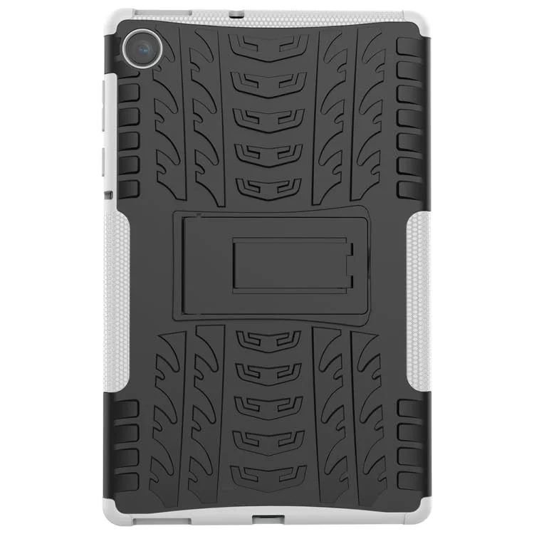 DL3 Mobilak Case for Lenovo Tab M10 10.1 inch 2nd Gen 2020 (TB-X306, TB-X306F, TB-X306X), Hybrid Rugged Armor Heavy Duty 2 in 1 TPU + PC Combo Dual Layer Shockproof Case with Kickstand - White