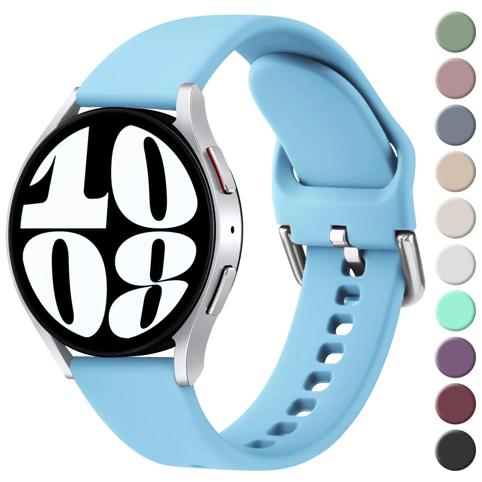 DL3 Mobilak Silicone Buckle Band 22MM Strap For Samsung Galaxy Watch3 45mm/Galaxy 46mm/Gear S3/For Huawei Watch 3/4/GT3 46MM/GT4 46MM/GT2E/GT2 Pro/GT GT2 46MM/Magic Watch2 46mm/Amazfit GTR 2/2e/3/4 - Sky Blue