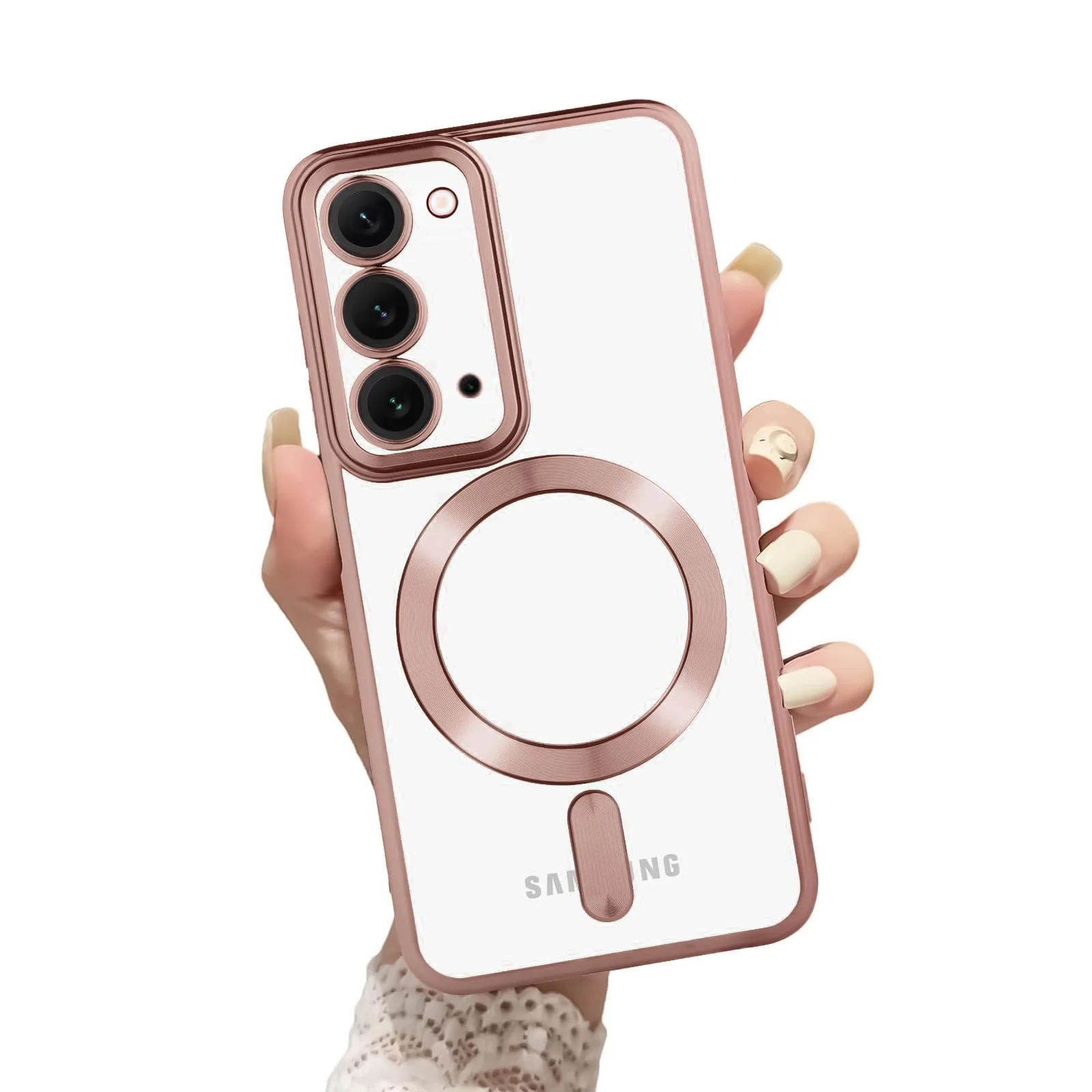 DL3 Mobilak Clear MagSafe-Compatible Magnetic Case for Samsung Galaxy Note 20 with Camera Protection and Shockproof Design - Pink