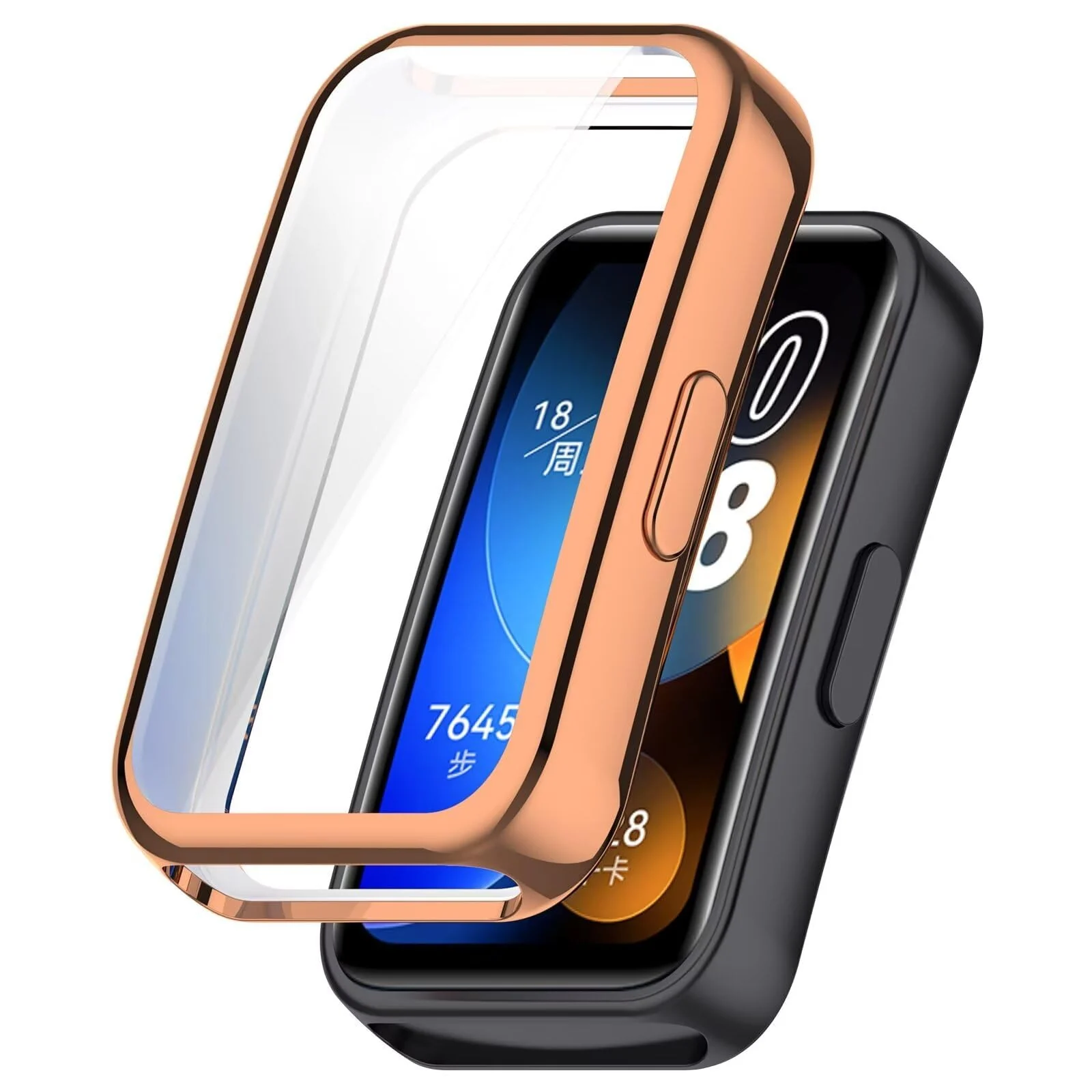 DL3 Mobilak Case for HUAWEI Band 9 / HUAWEI Band 8 TPU Silicon All-Around Screen Protector Cover Bumper Protector Full Cover Screen Protection - Rose Gold