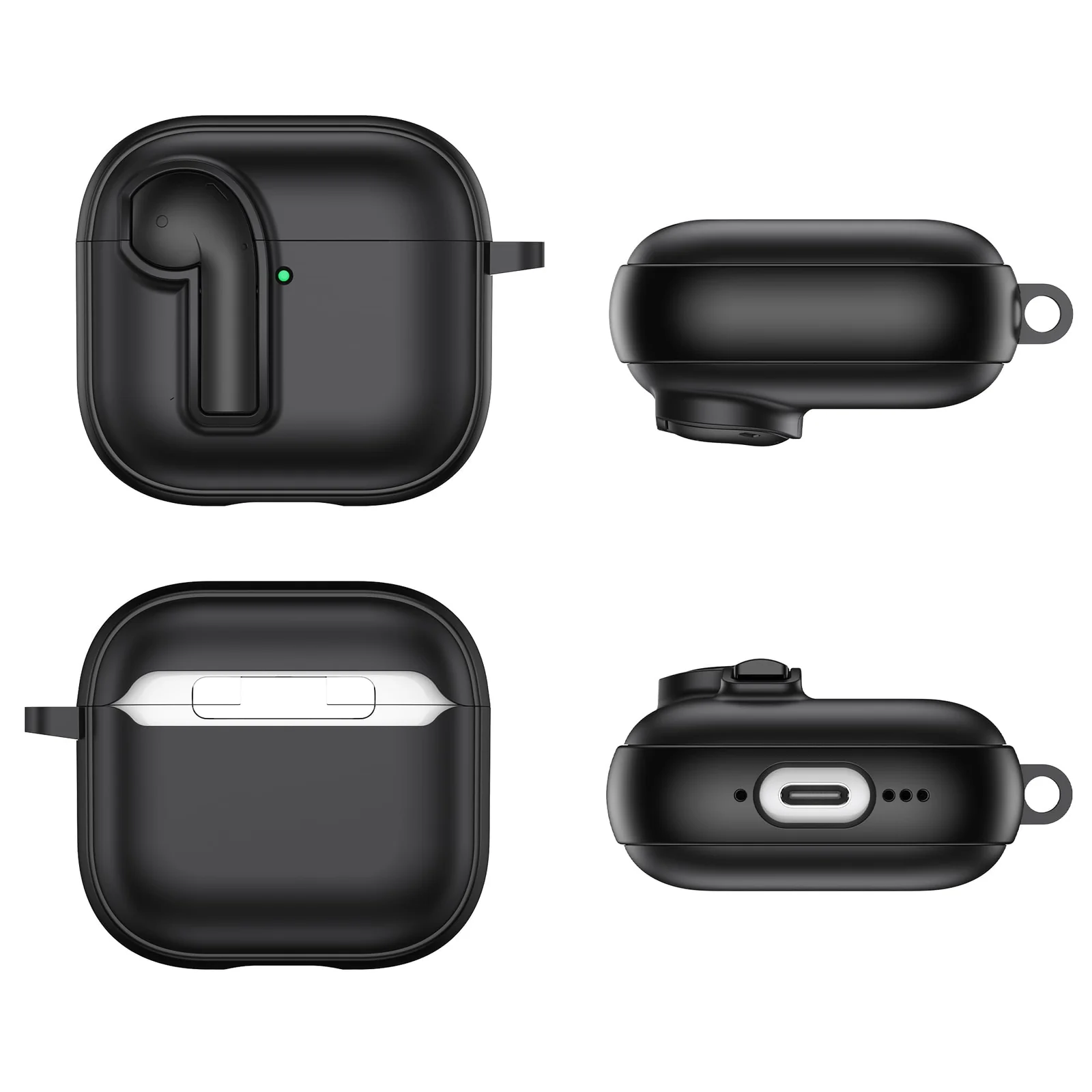 DL3 Mobilak for AirPods 4 Case with Lock, Funny Cute AirPods 4th Generation Case Cover, Shockproof Protective Cover for AirPod Gen 4 2024 with Keychain - Black Green