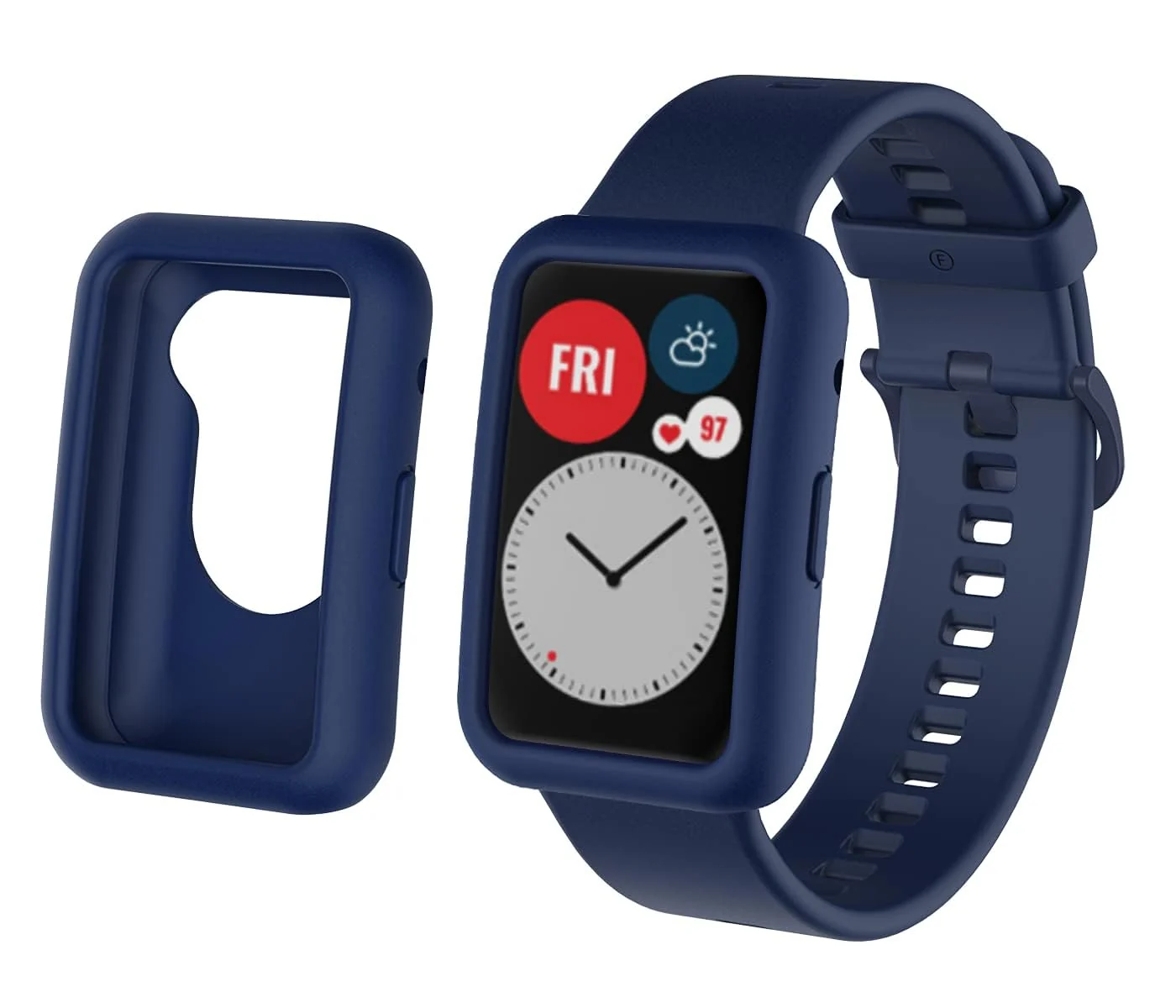 DL3 Mobilak Silicone Watch Bands Compatible with Huawei Watch Fit for Women Men, Soft Rubber Quick Release Replacement Band and Case - Midnight Blue