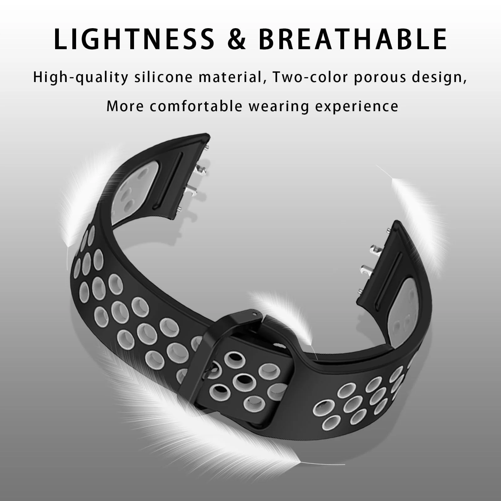DL3 Mobilak Strap for Samsung Galaxy Fit 3 SM-R390, Women Men Armband, Two Colours Silicone Adjustable Replacement Soft Strap for Samsung Galaxy Fit 3 SM-R390 Fitness Tracker - Black Gray